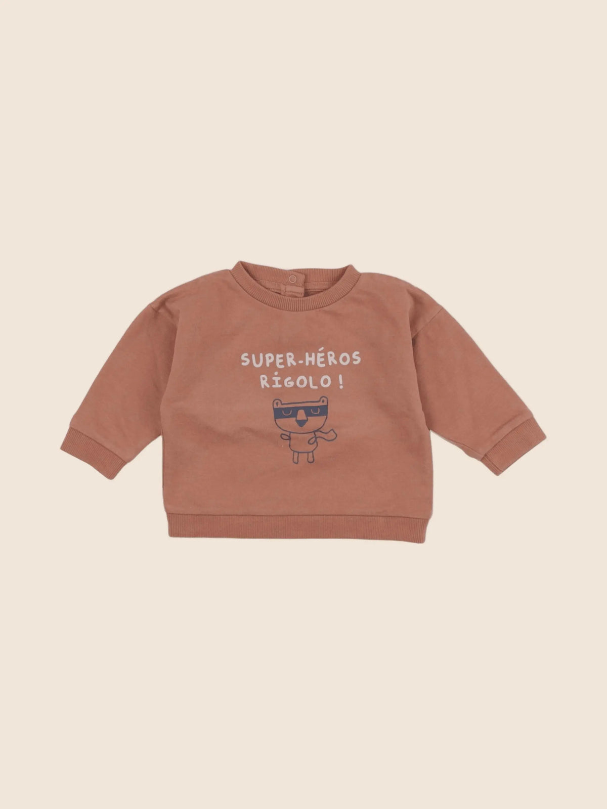 Vertbaudet - sweat marron - 6 mois