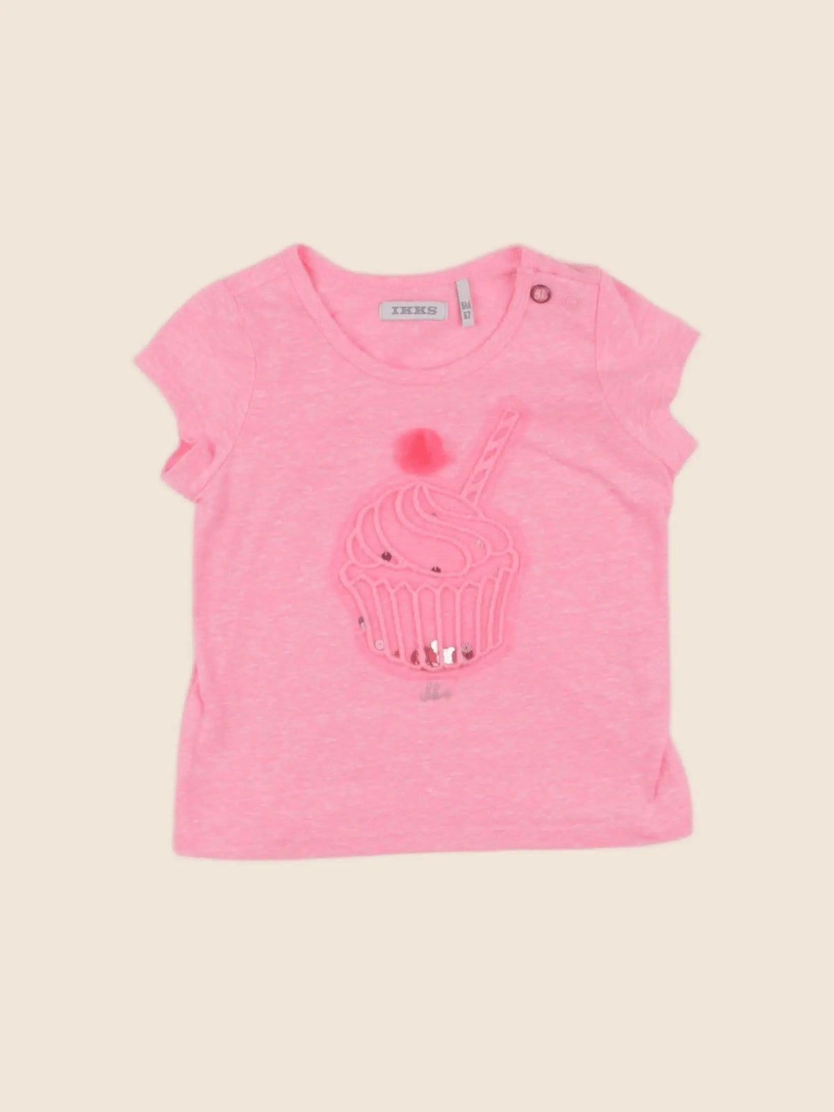 IKKS - tee-shirt rose fluo - 6 mois