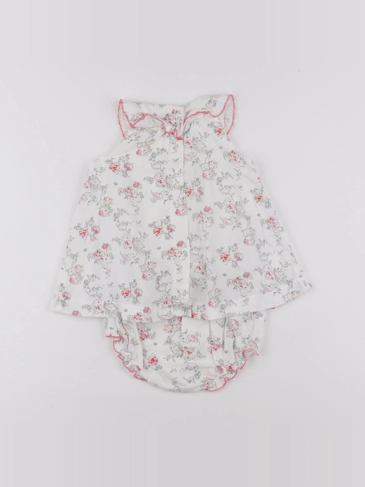 Petit Bateau - robe blanc, rose - 6 mois