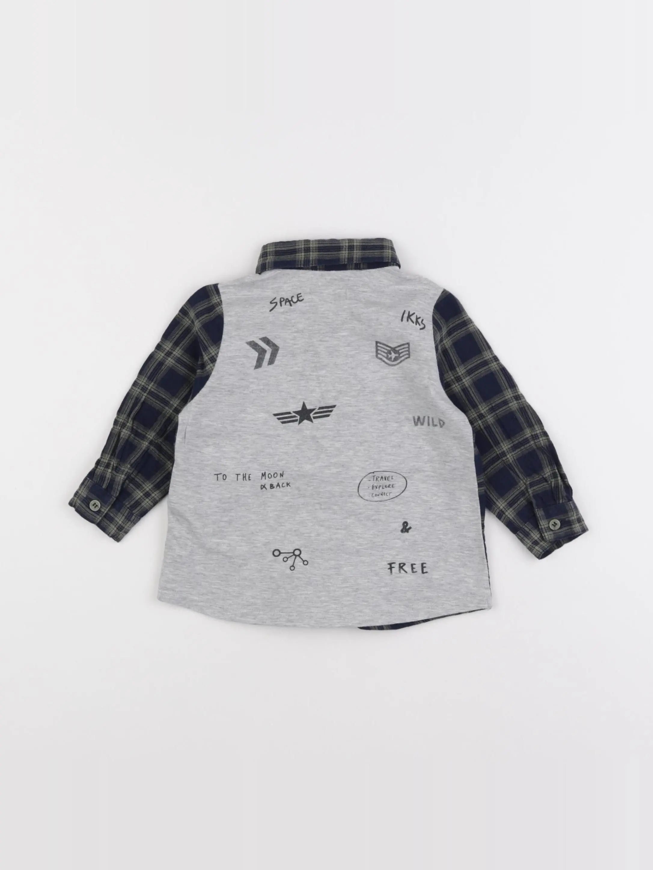 IKKS - chemise imprimé au dos bleu, vert - 12 mois