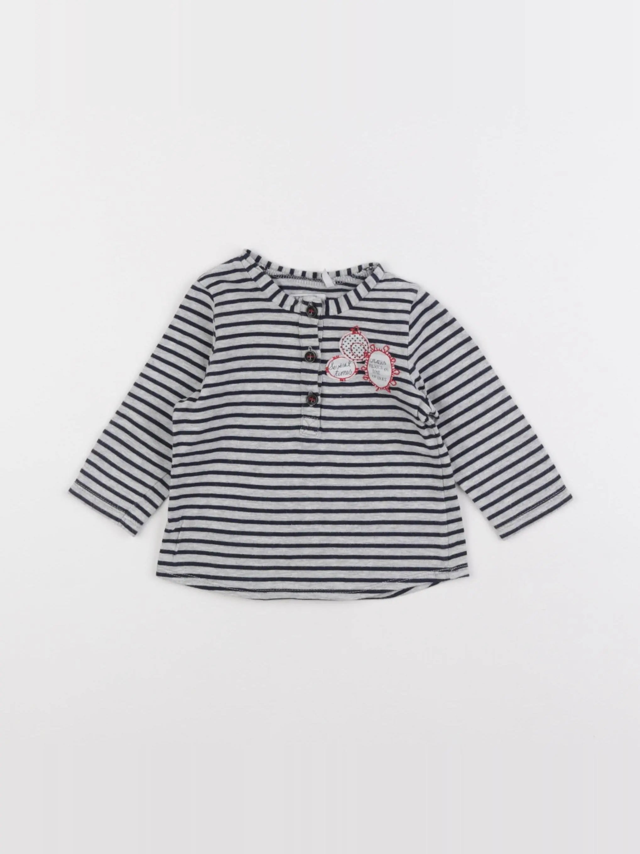 IKKS - tee-shirt bleu, gris - 6 mois