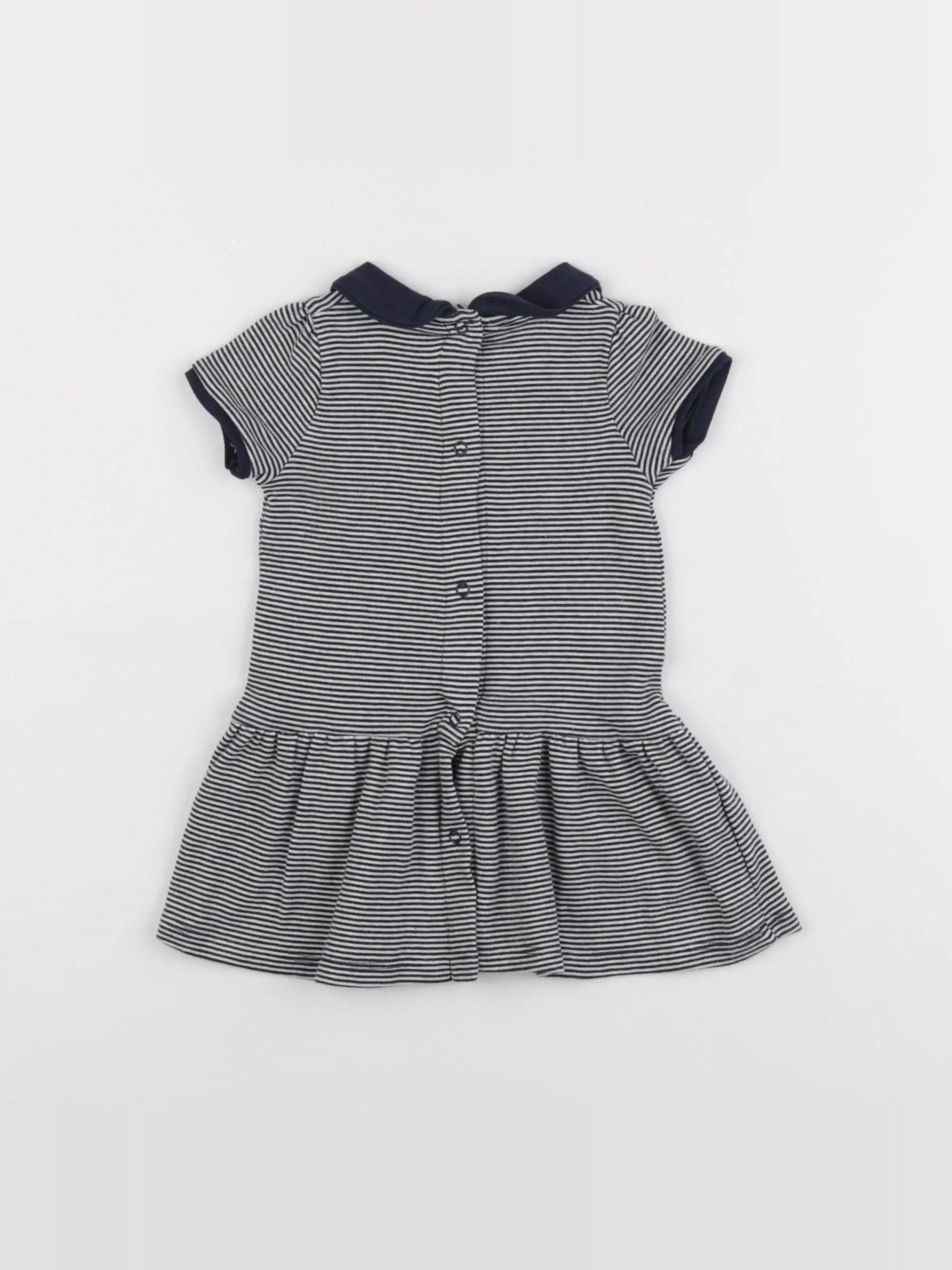 Petit Bateau - robe bleu, blanc - 6 mois
