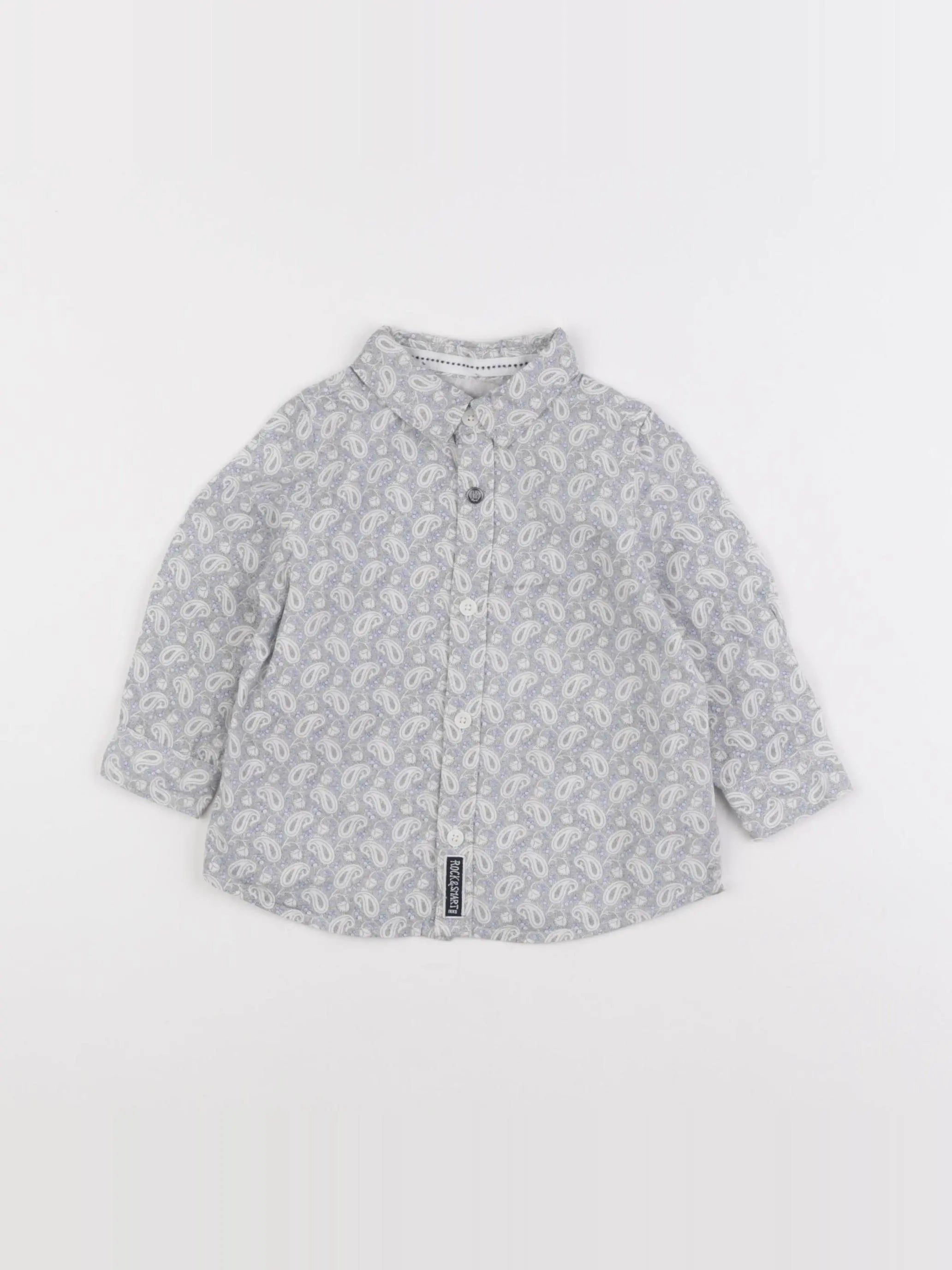 IKKS - chemise gris, bleu - 12 mois
