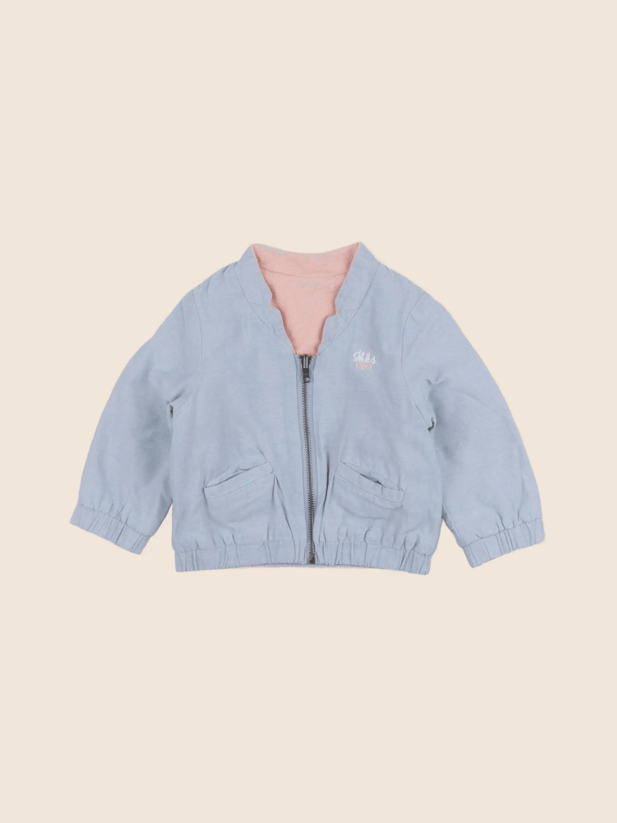 IKKS - veste réversible, imprimé au dos bleu, rose - 6 mois