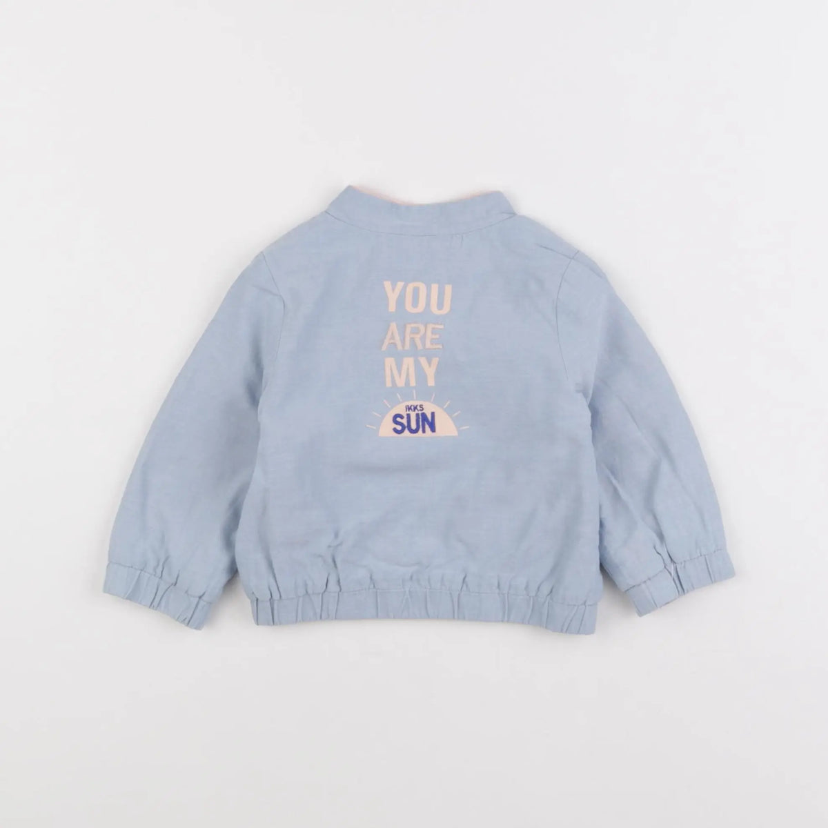 IKKS - veste réversible, imprimé au dos bleu, rose - 6 mois