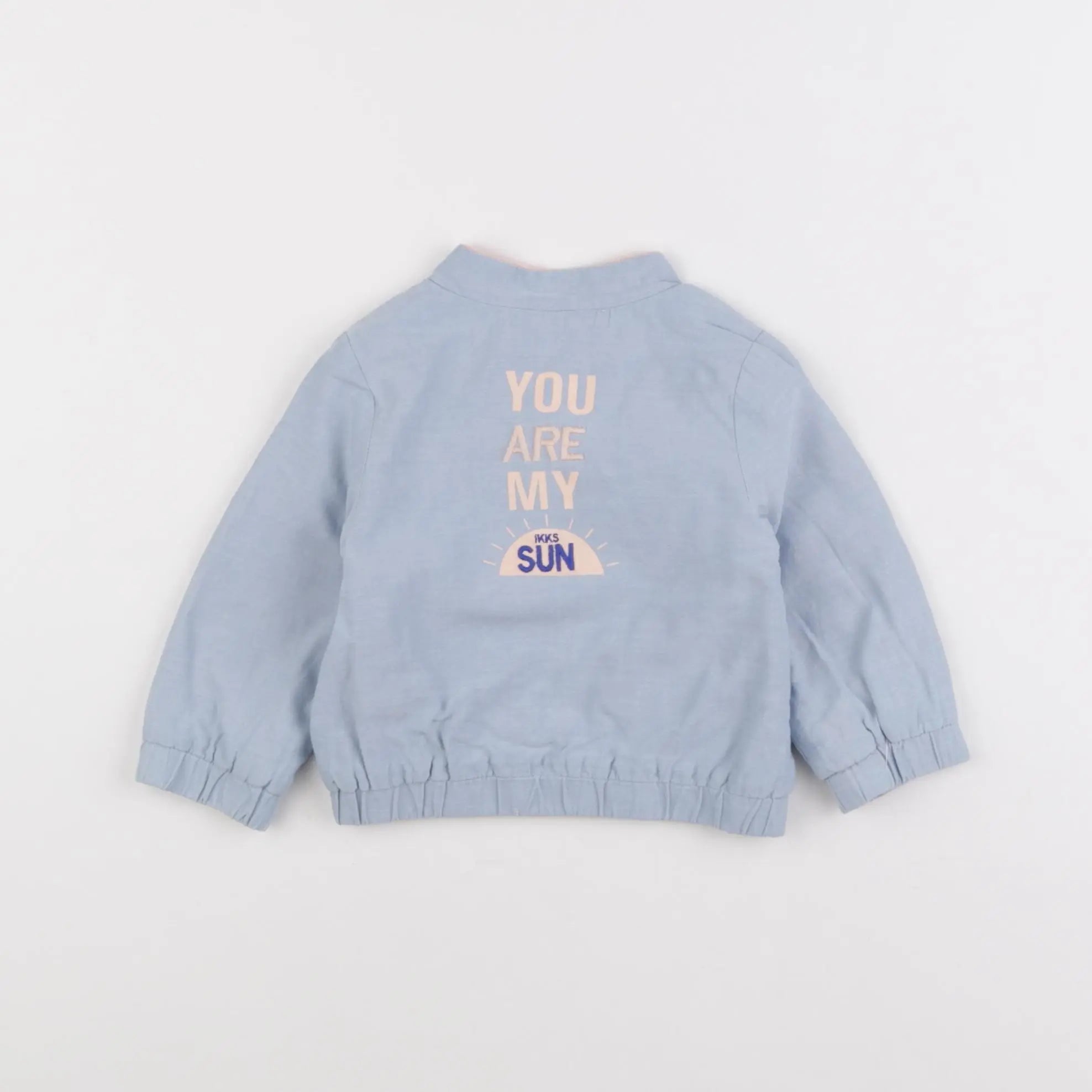IKKS - veste réversible, imprimé au dos bleu, rose - 6 mois