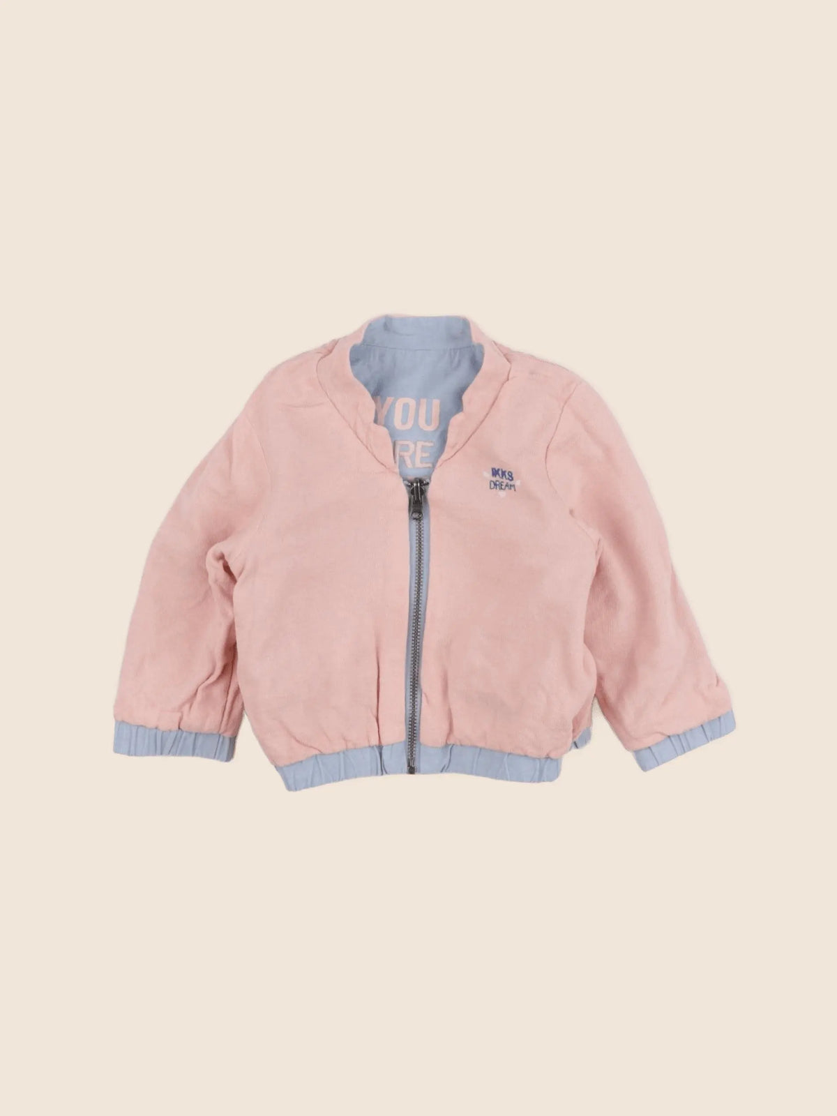 IKKS - veste réversible, imprimé au dos bleu, rose - 6 mois