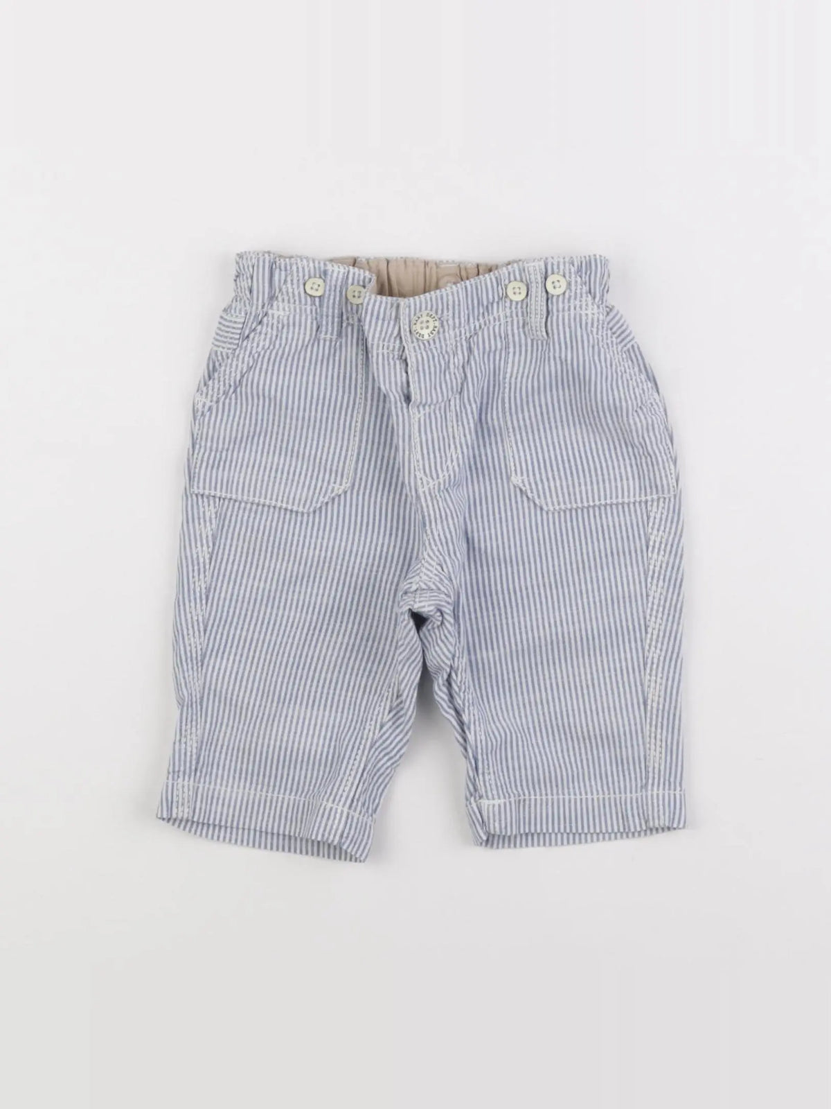 H&M - pantalon bleu, blanc - 9/12 mois