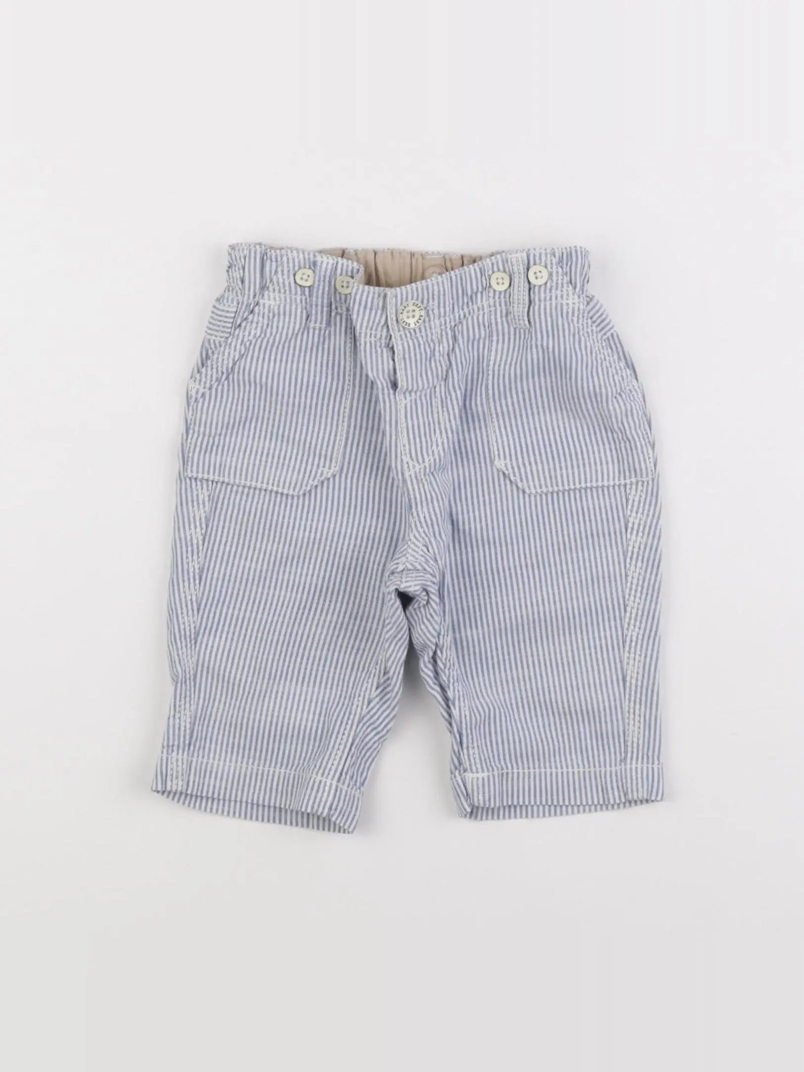 H&M - pantalon bleu, blanc - 9/12 mois