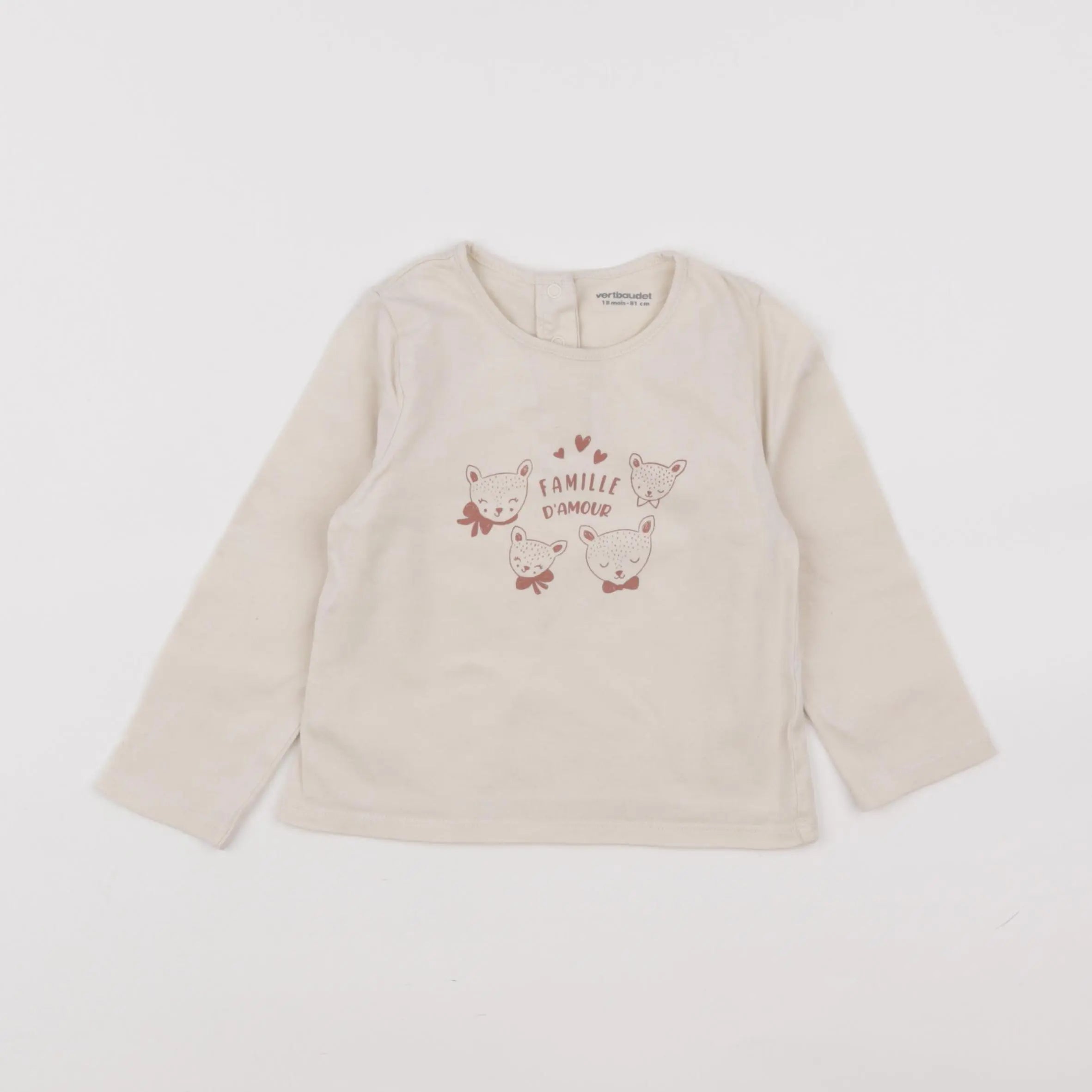 Vertbaudet - tee-shirt beige - 18 mois