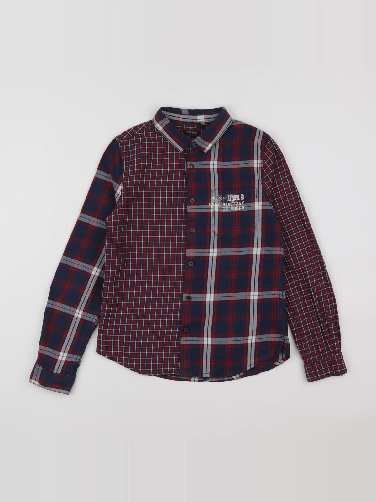 IKKS - chemise bleu, rouge - 10 ans