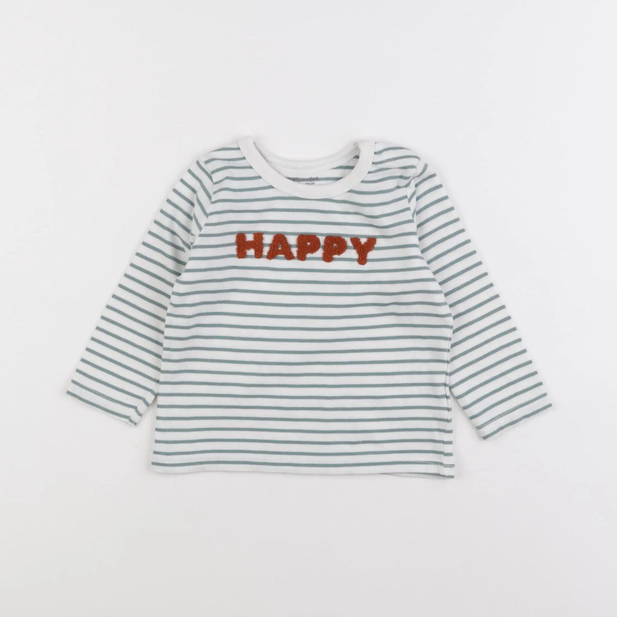 Vertbaudet - tee-shirt blanc, vert - 12 mois