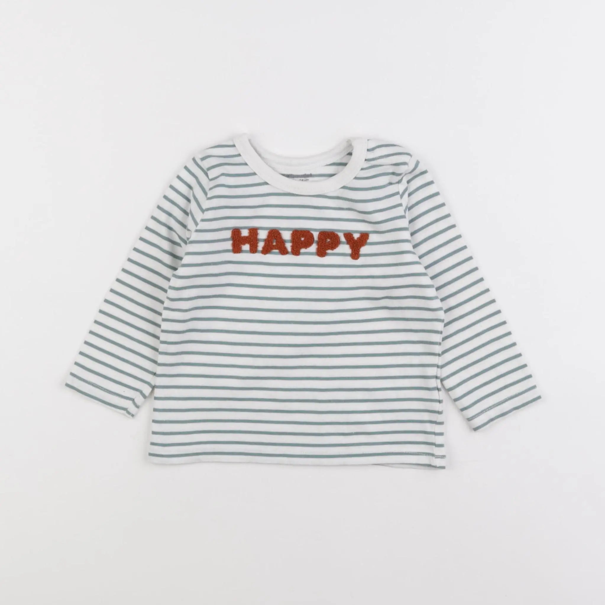 Vertbaudet - tee-shirt blanc, vert - 12 mois