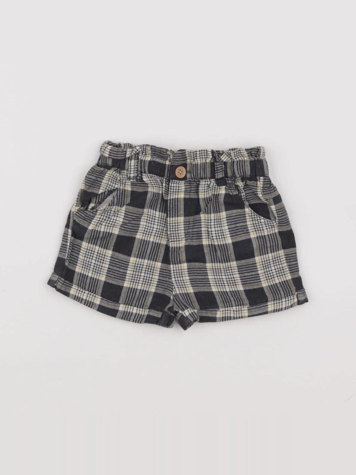 Vertbaudet - short blanc, gris - 9 mois