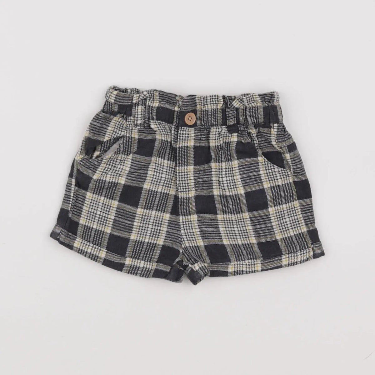 Vertbaudet - short blanc, gris - 9 mois