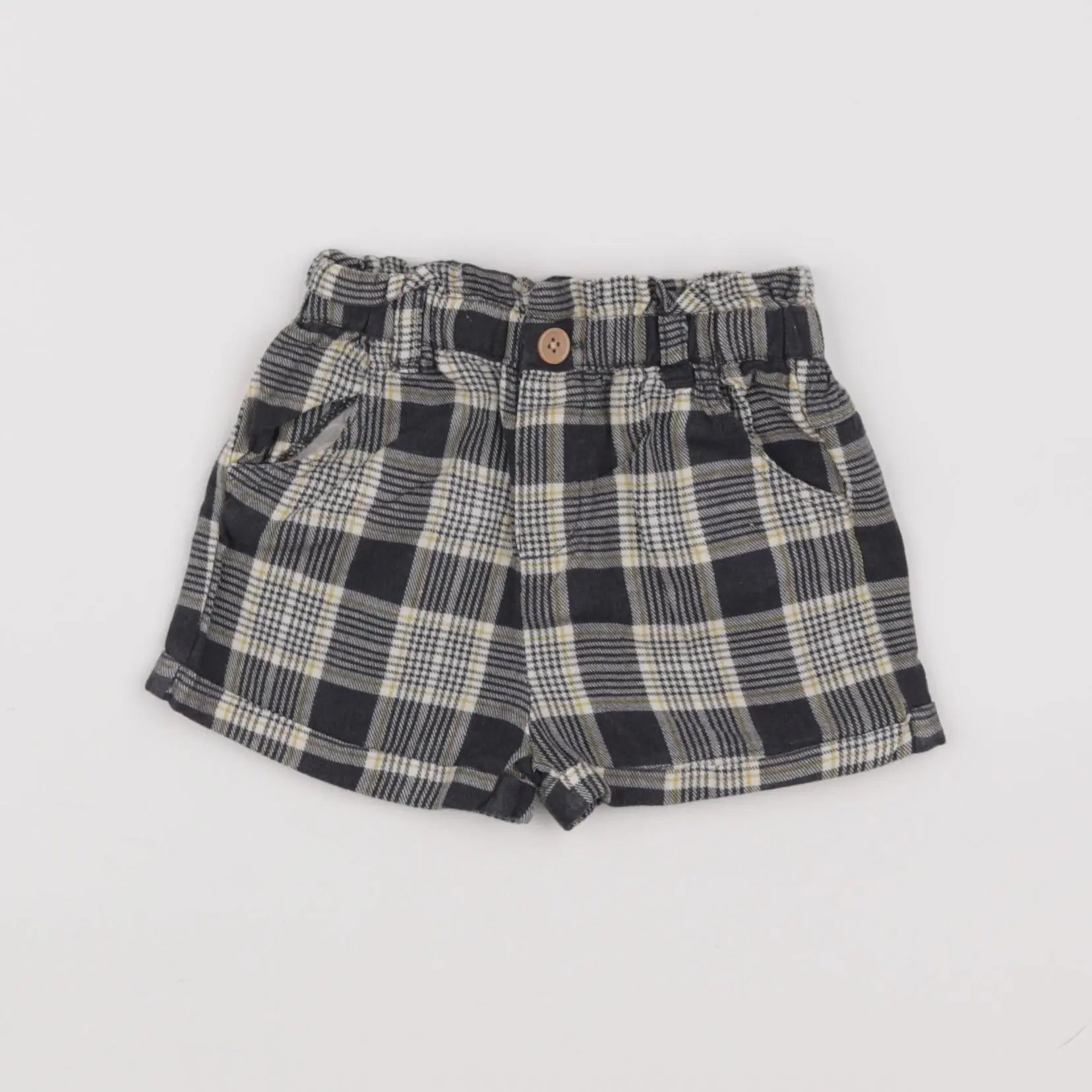 Vertbaudet - short blanc, gris - 9 mois