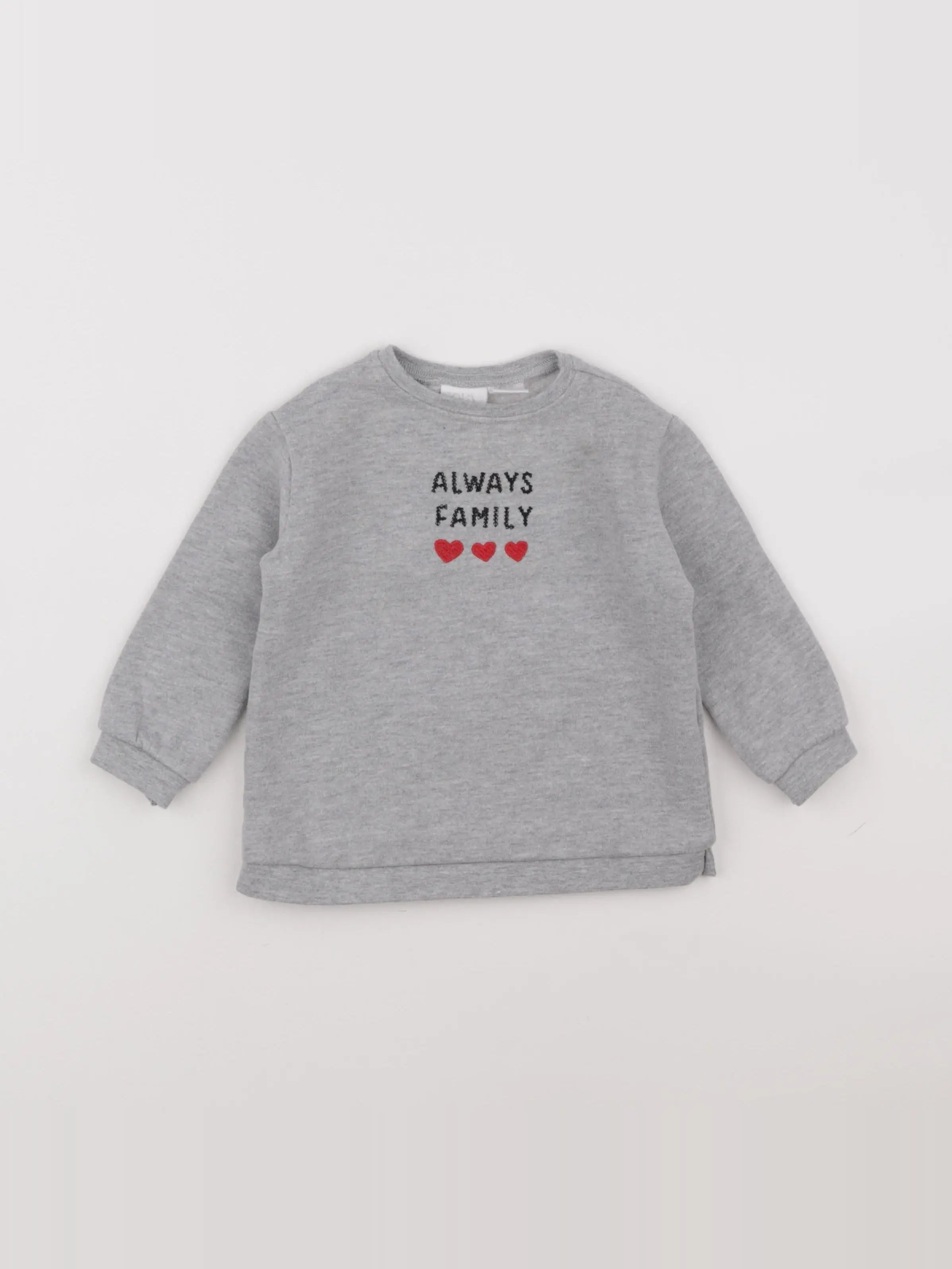 Zara - sweat gris - 6/9 mois