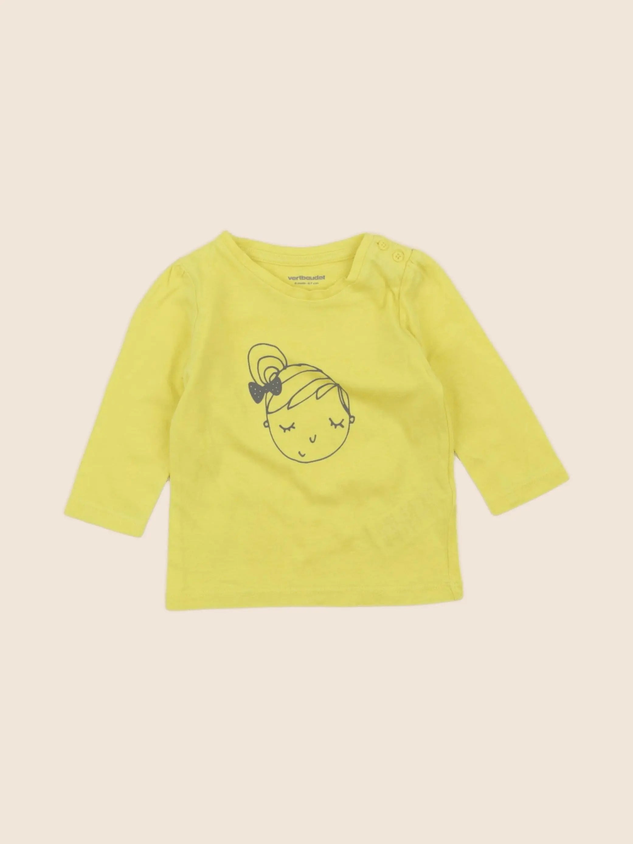 Vertbaudet - tee-shirt jaune - 6 mois
