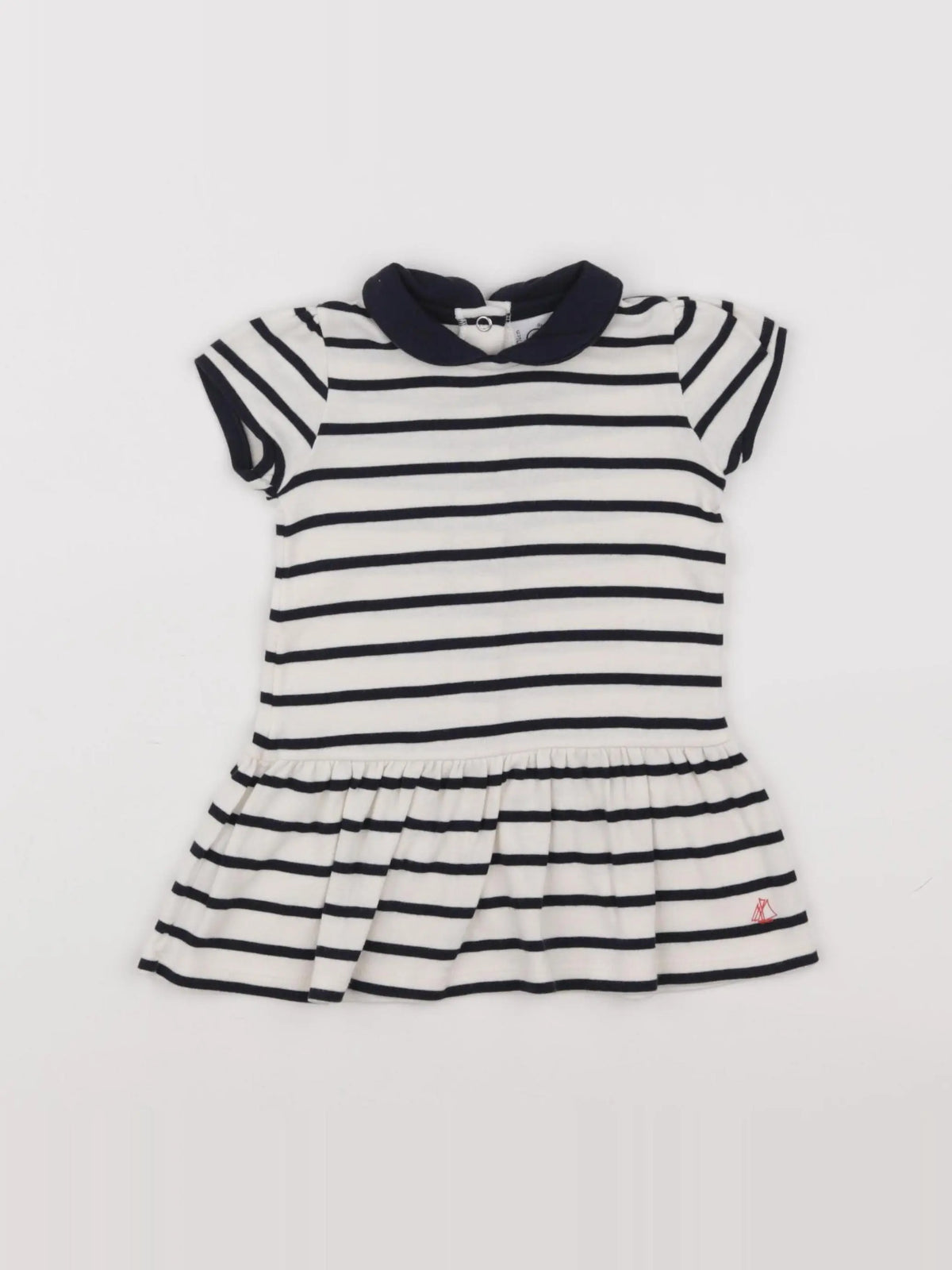 Petit Bateau - robe blanc, bleu - 12 mois