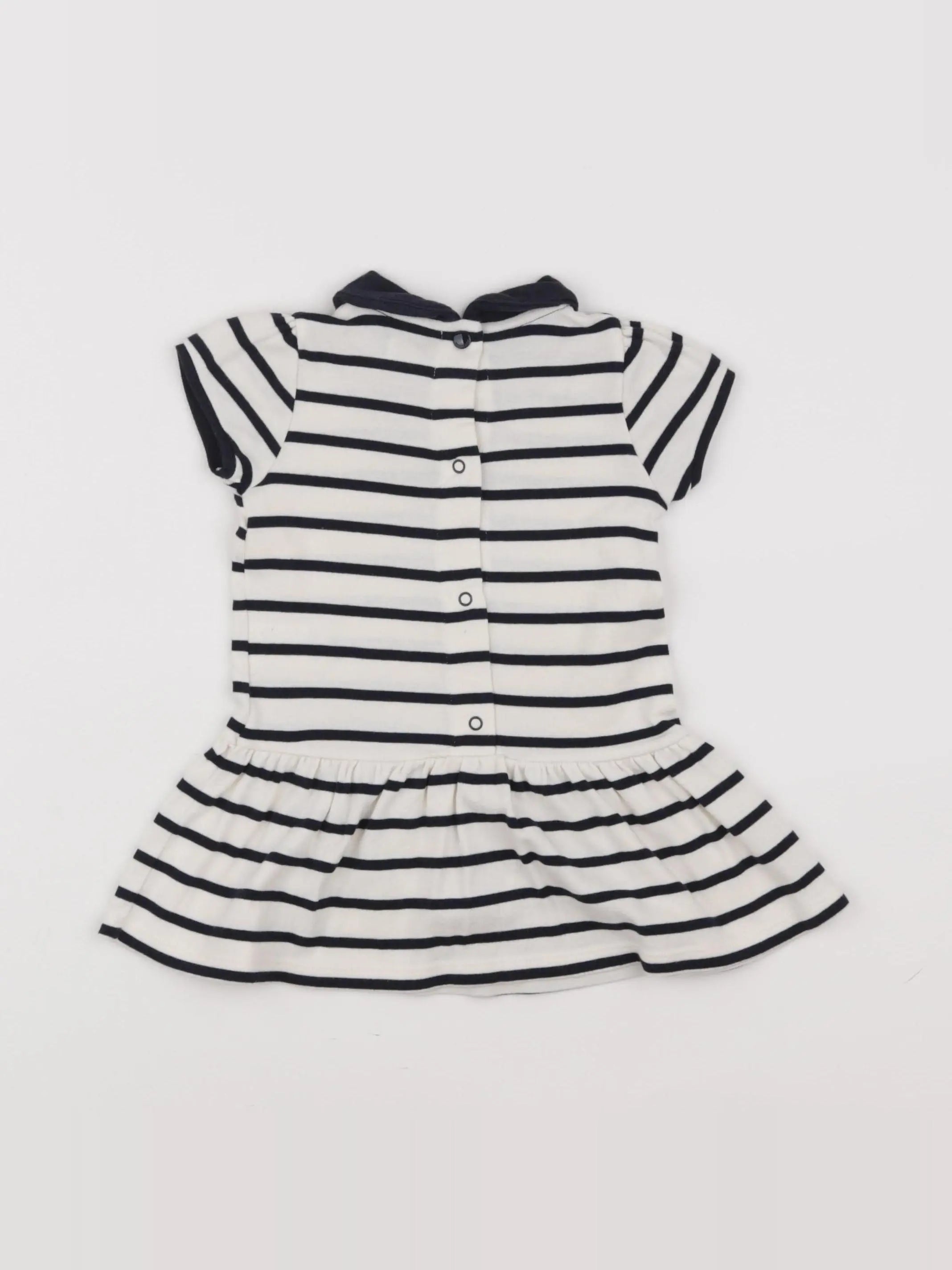 Petit Bateau - robe blanc, bleu - 12 mois