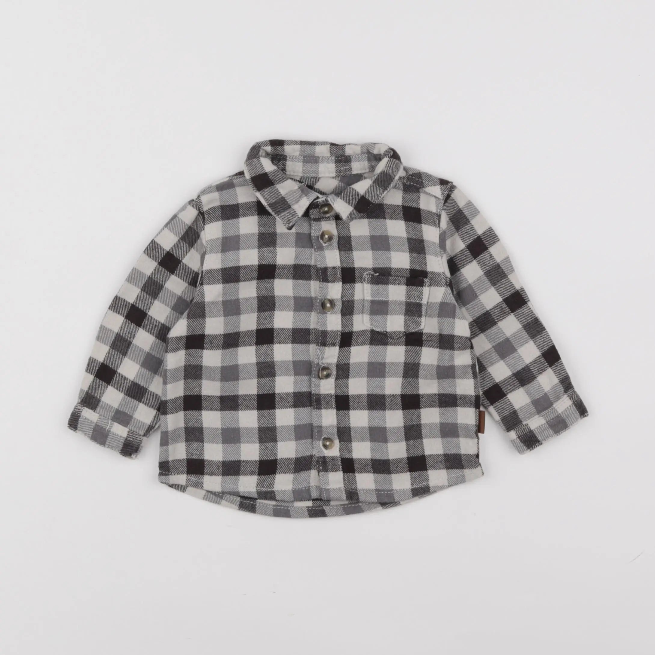 Vertbaudet - chemise beige, marron - 6 mois