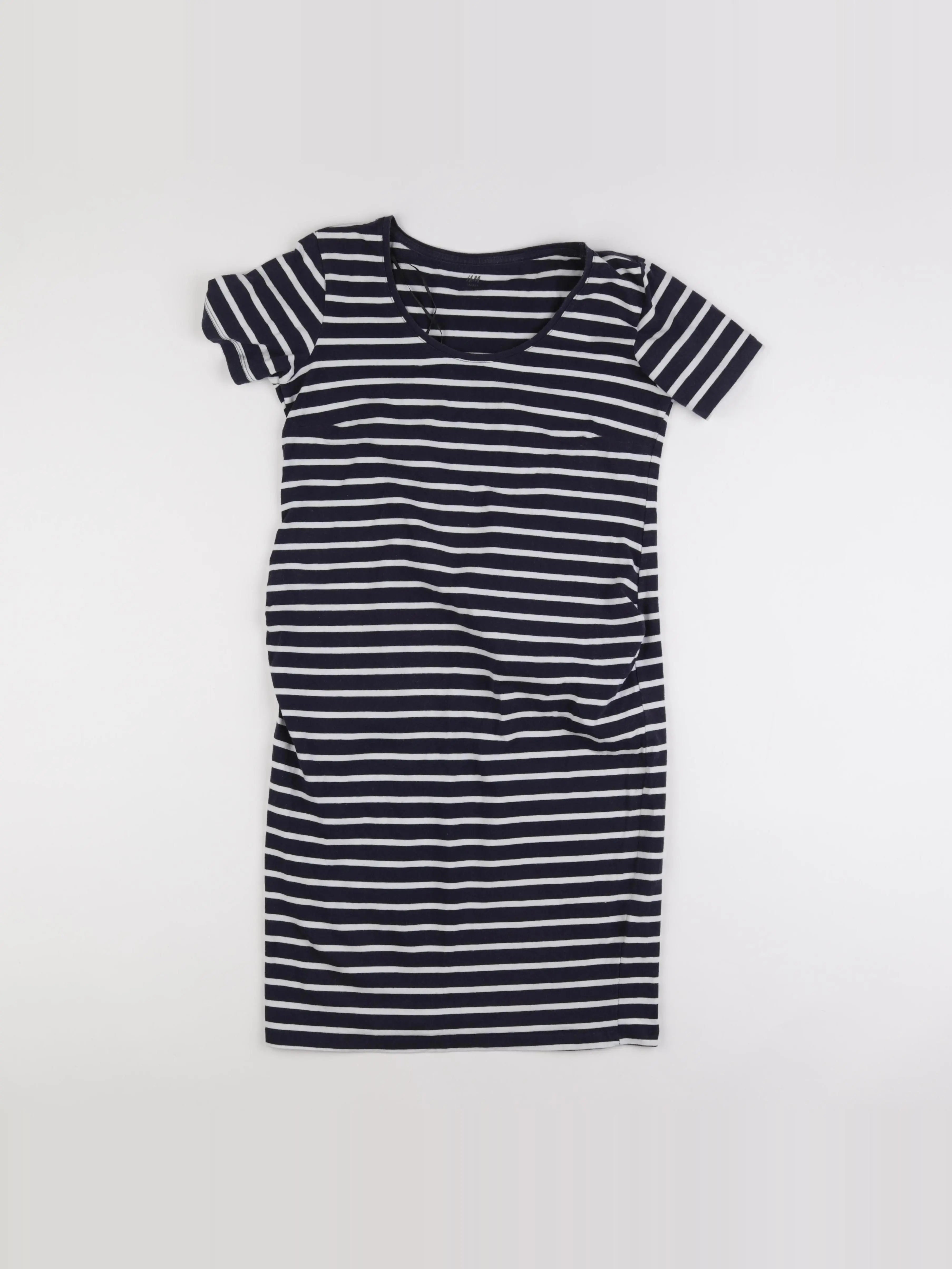H&M - robe grossesse bleu, blanc - m