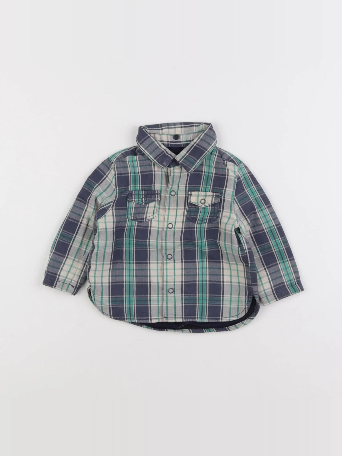 Natalys - chemise bleu, blanc - 6 mois