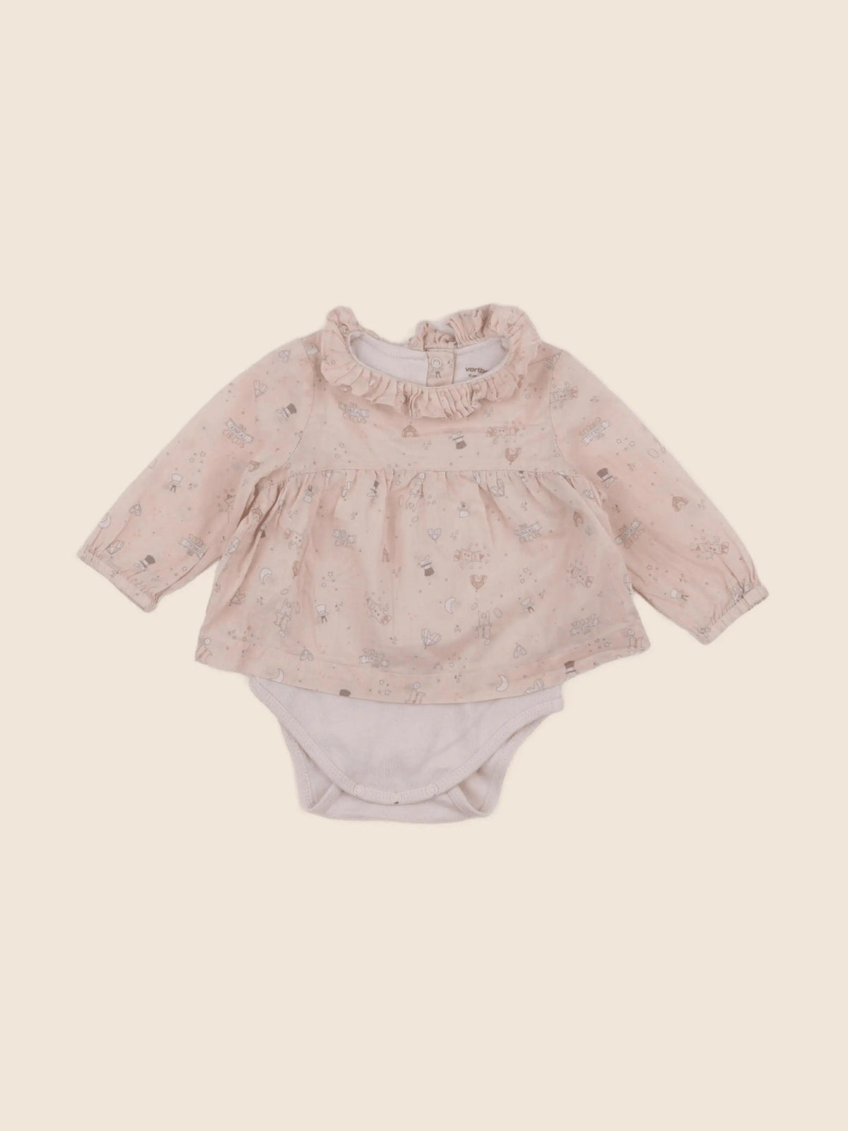 Vertbaudet - body blouse rose - 6 mois