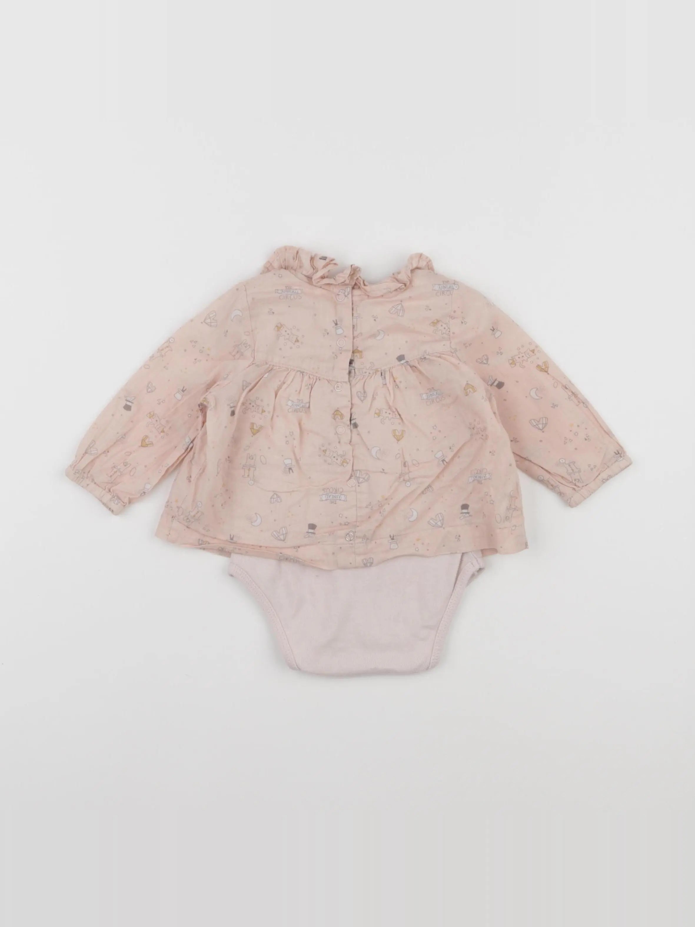 Vertbaudet - body blouse rose - 6 mois