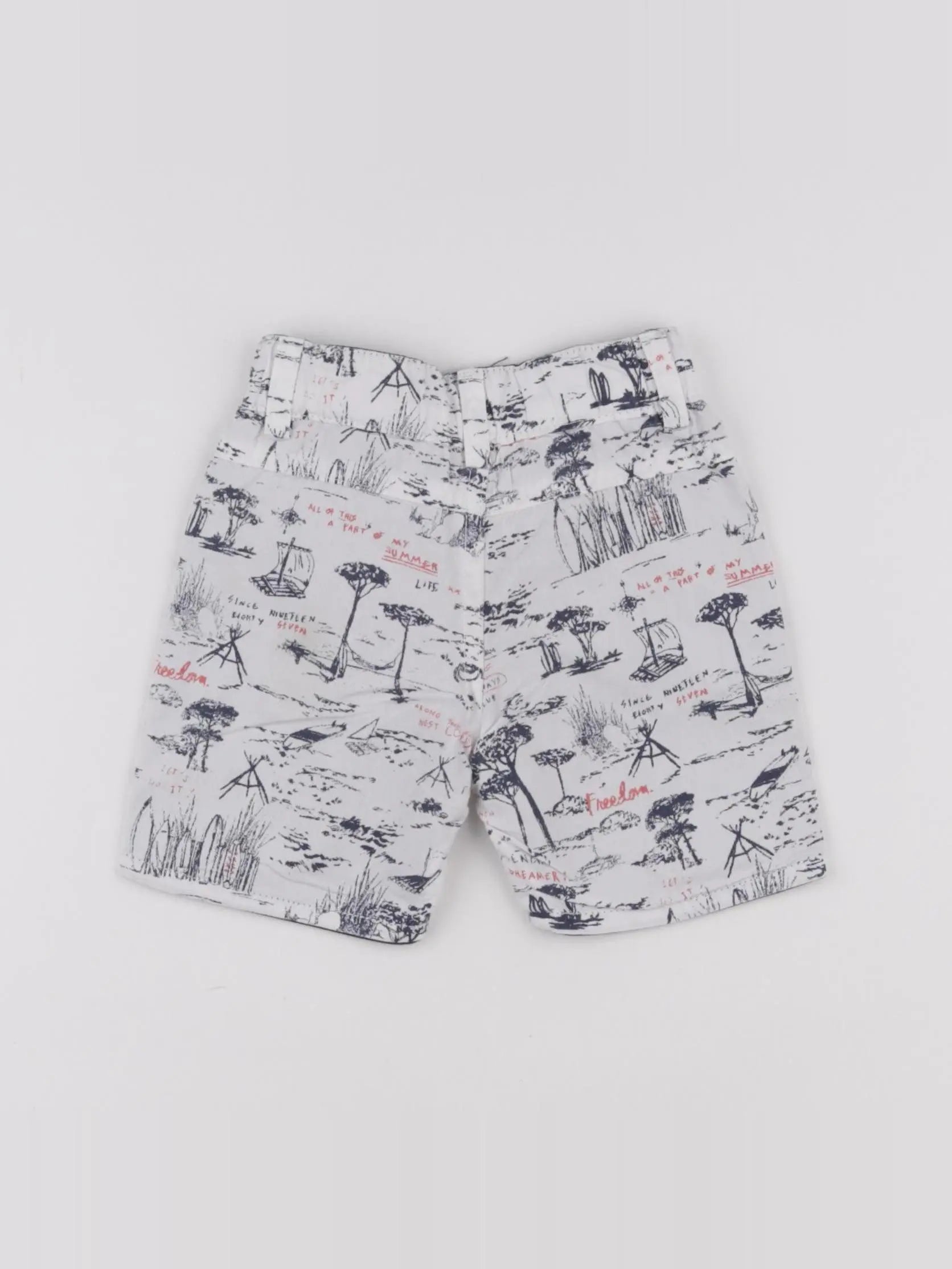 IKKS - short réversible blanc, bleu - 12 mois