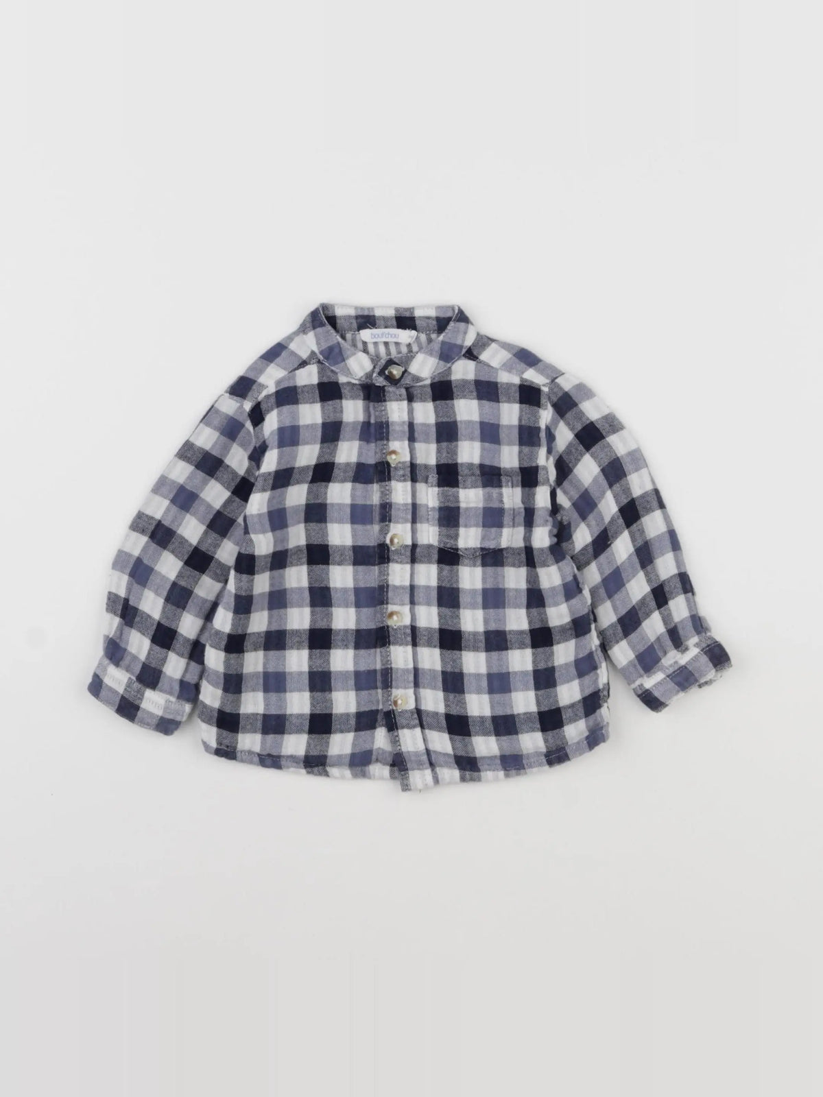Boutchou - chemise blanc, bleu - 6 mois