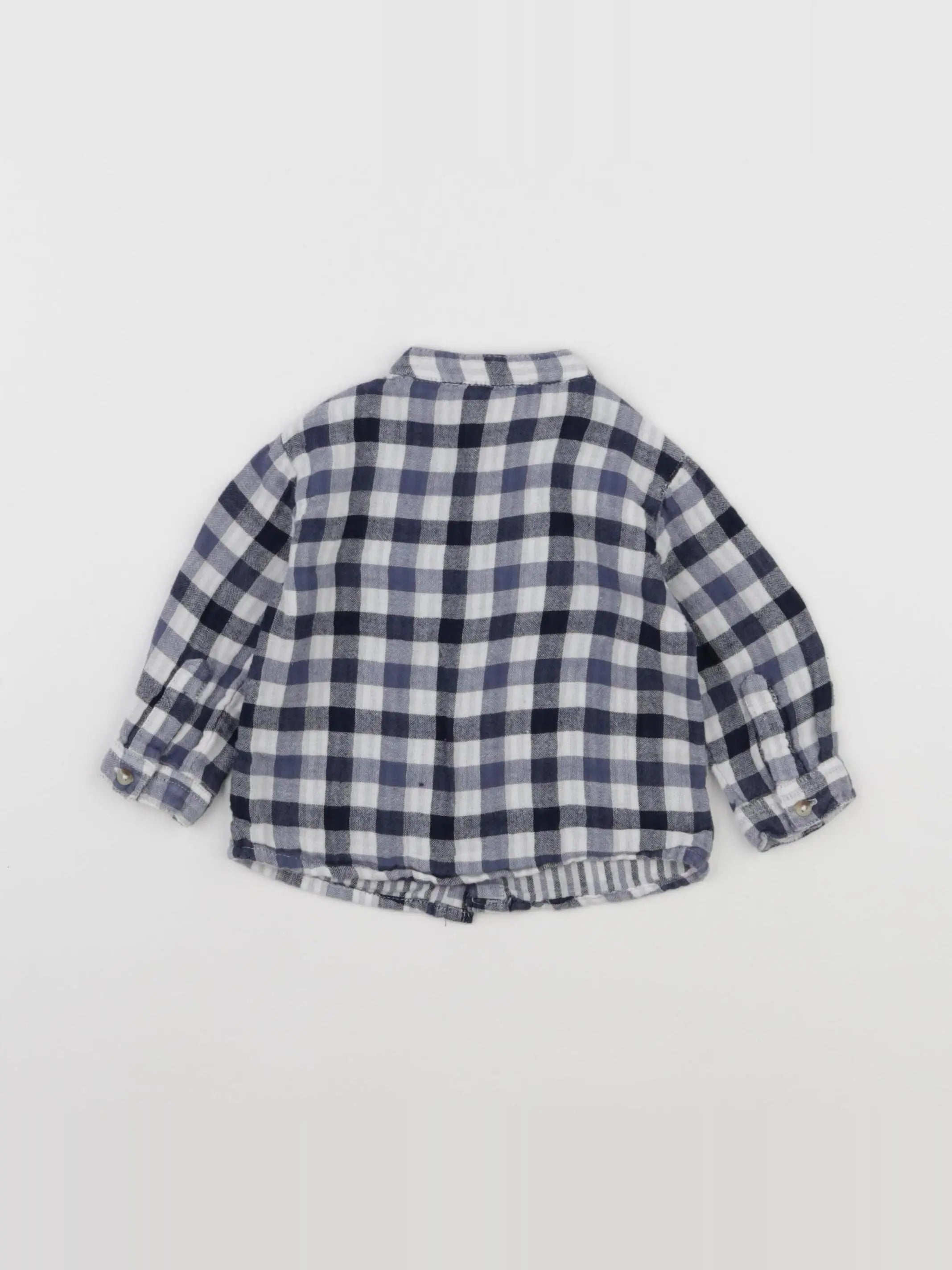 Boutchou - chemise blanc, bleu - 6 mois