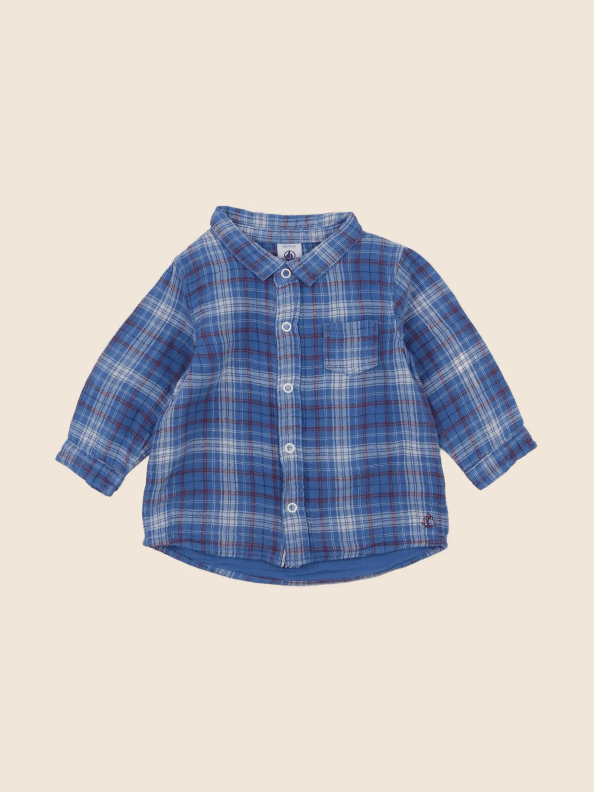 Petit Bateau - chemise bleu - 12 mois