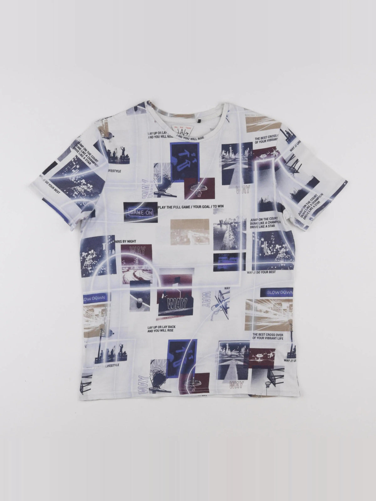 IKKS - tee-shirt blanc, bleu - 14 ans