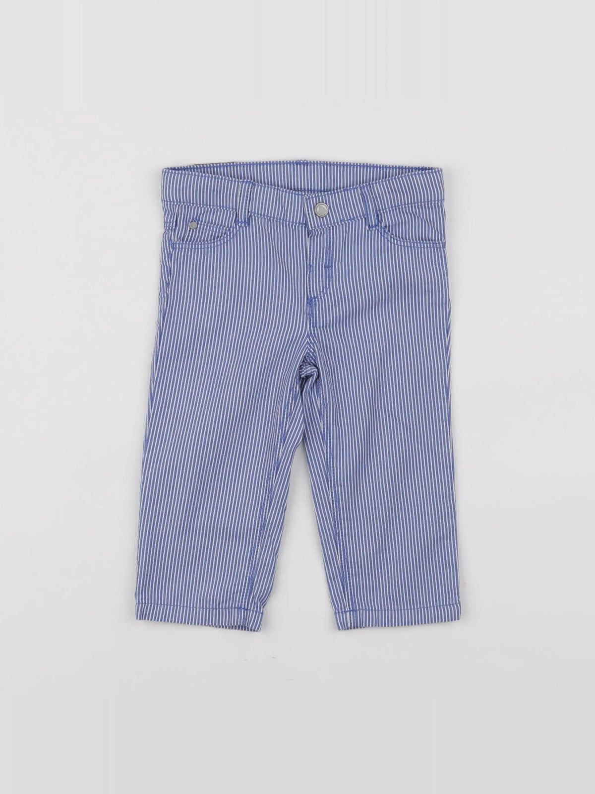 Petit Bateau - pantalon blanc, bleu - 12 mois