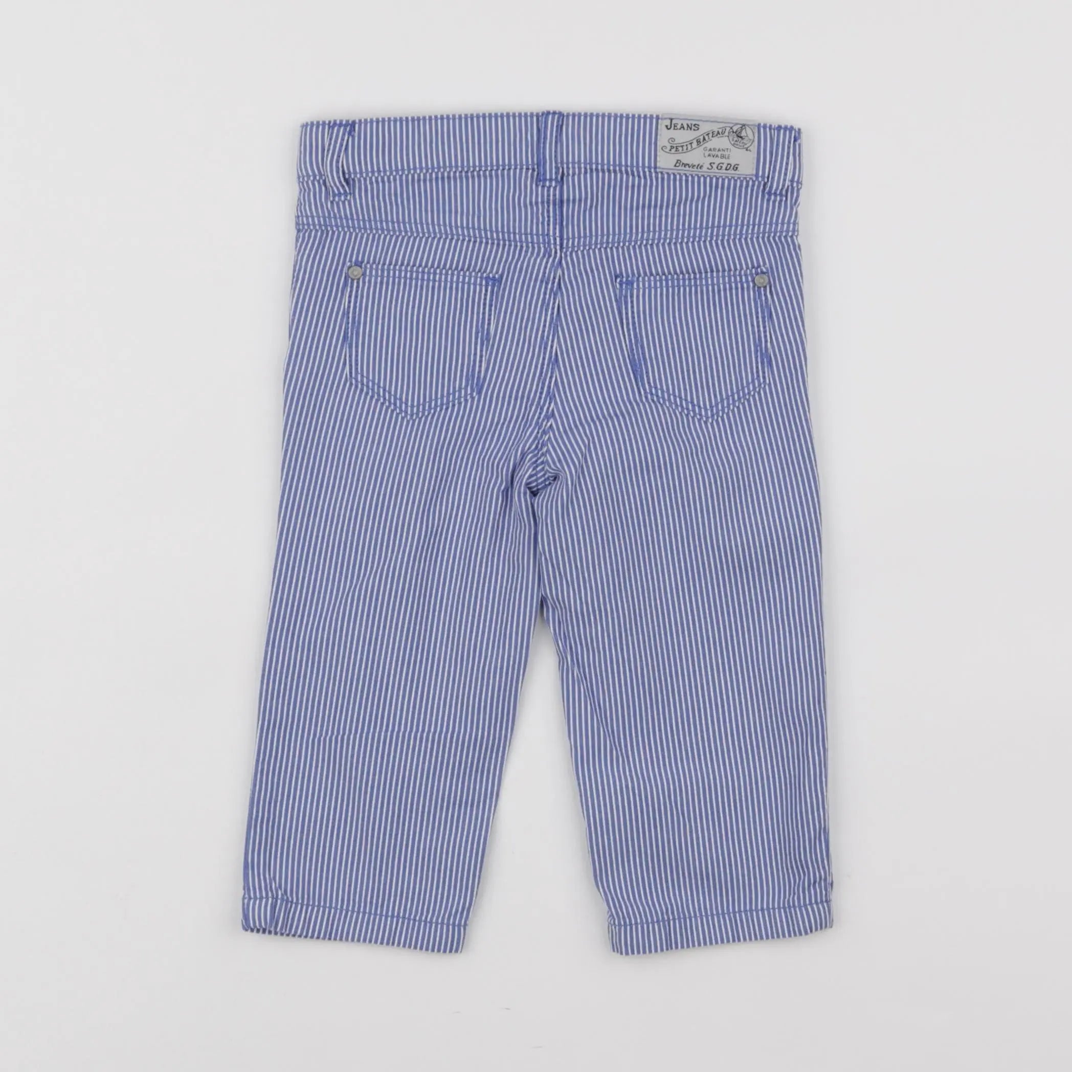 Petit Bateau - pantalon blanc, bleu - 12 mois