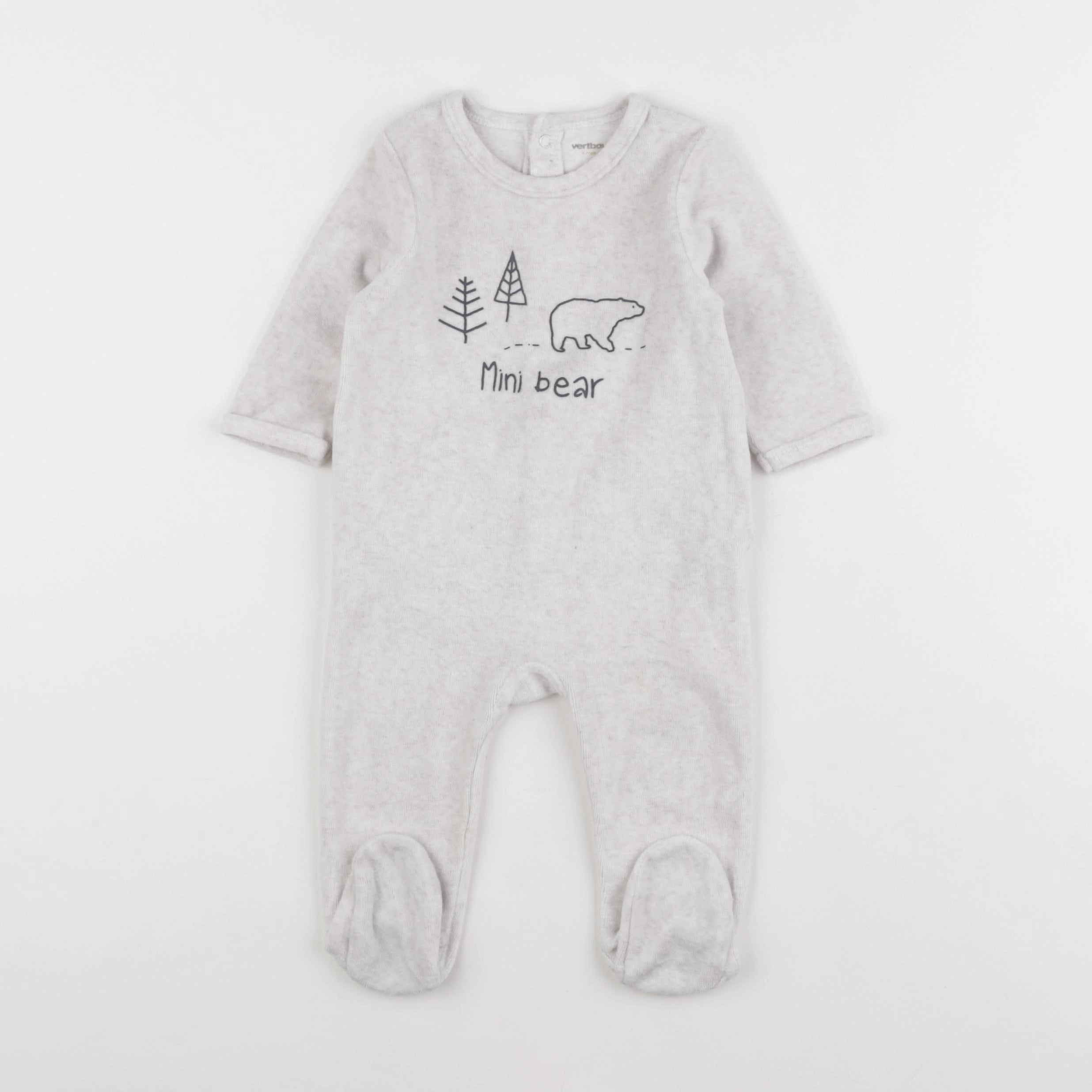 Vertbaudet - pyjama velours beige - 6 mois
