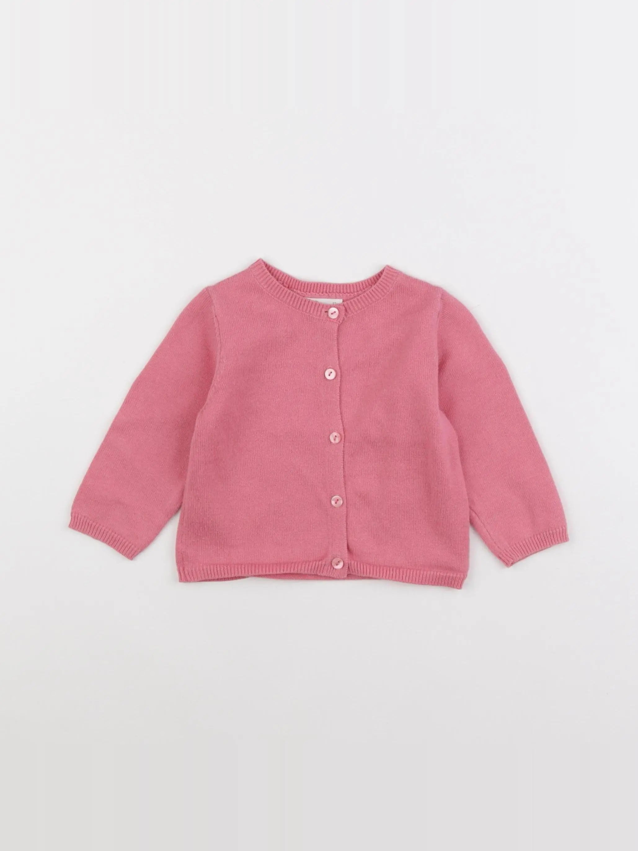 Little Cigogne - gilet rose - 12 mois