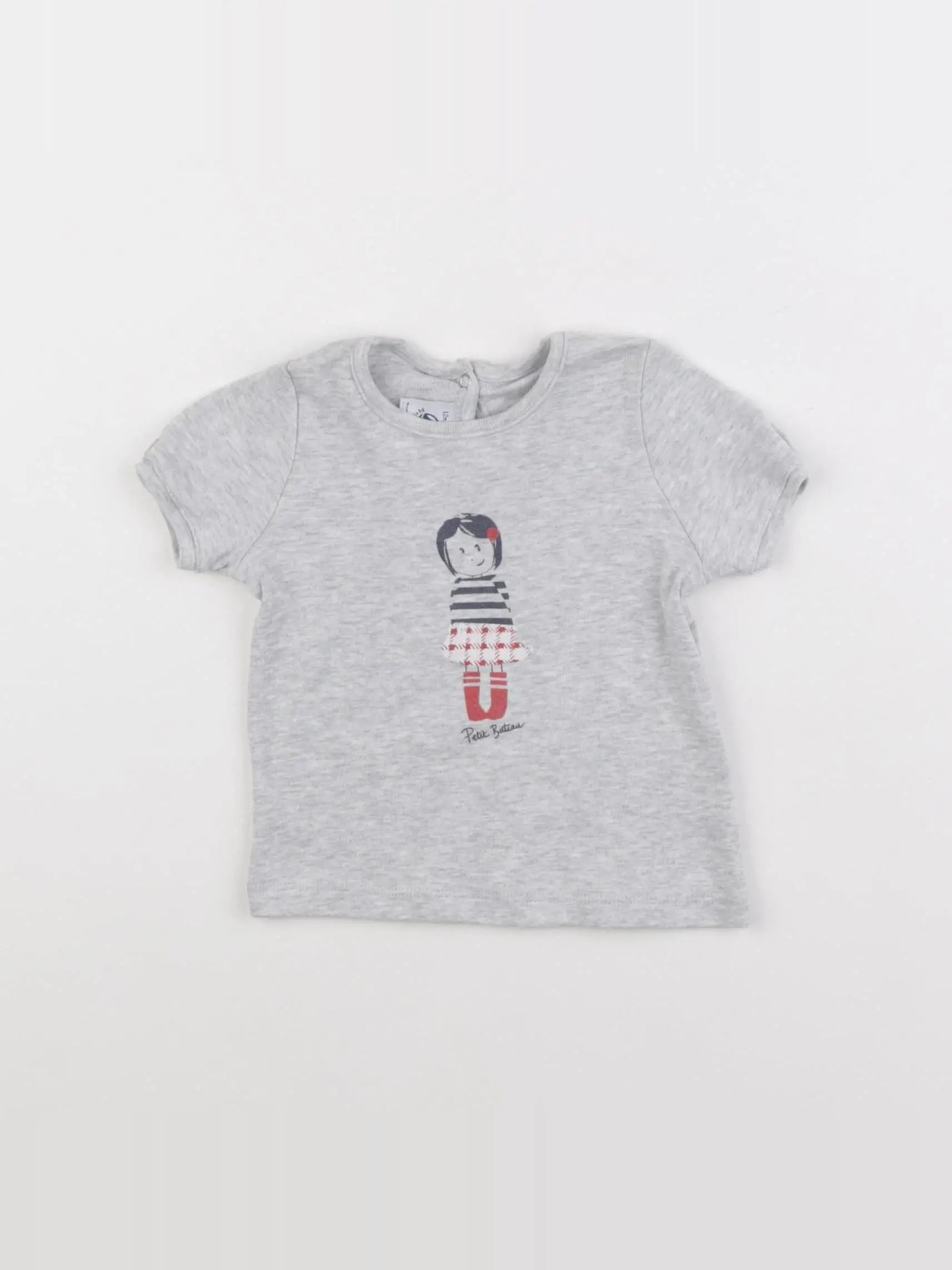 Petit Bateau - tee-shirt gris - 12 mois