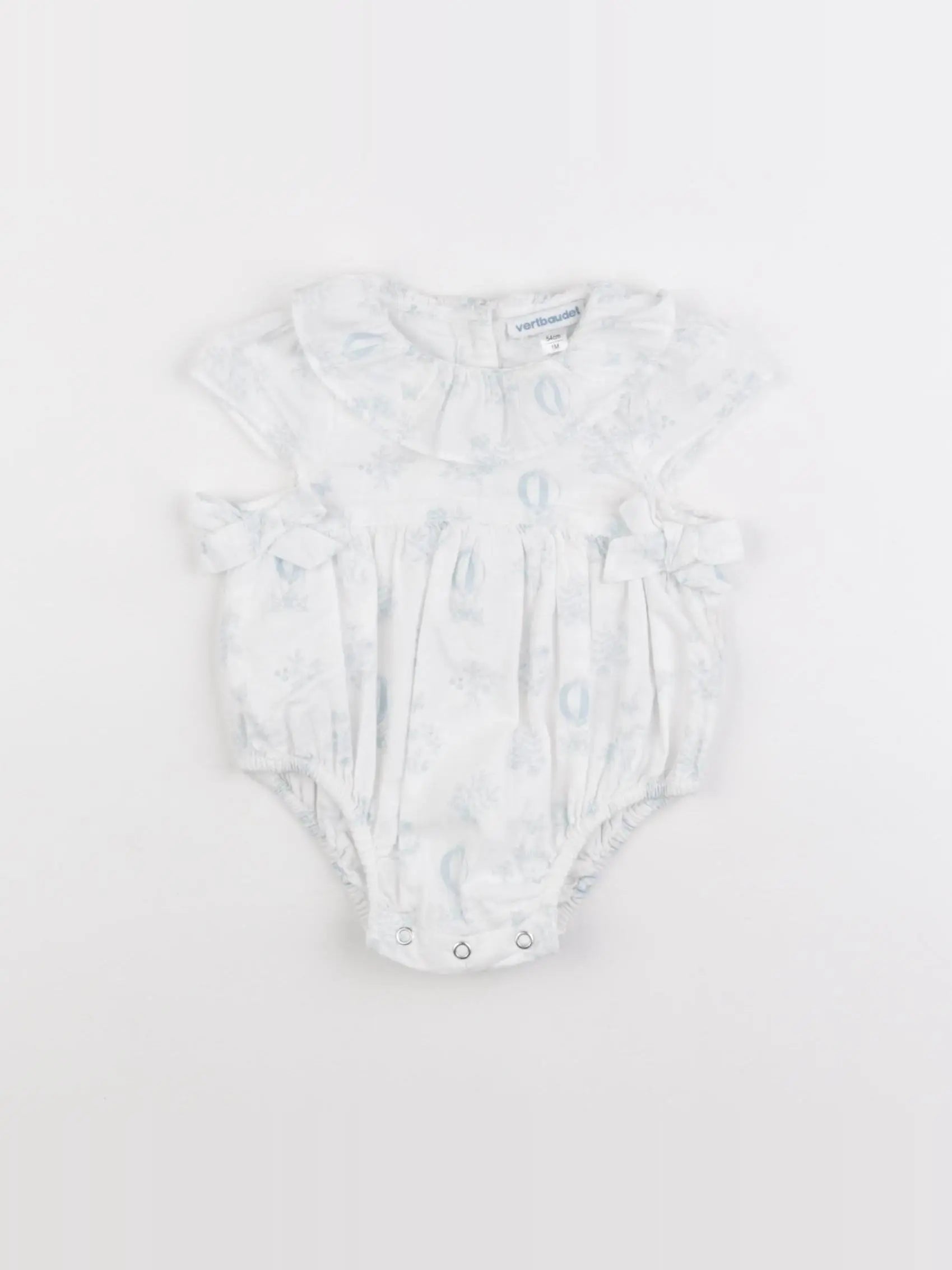 Vertbaudet - combinaison bleu, blanc - 1 mois