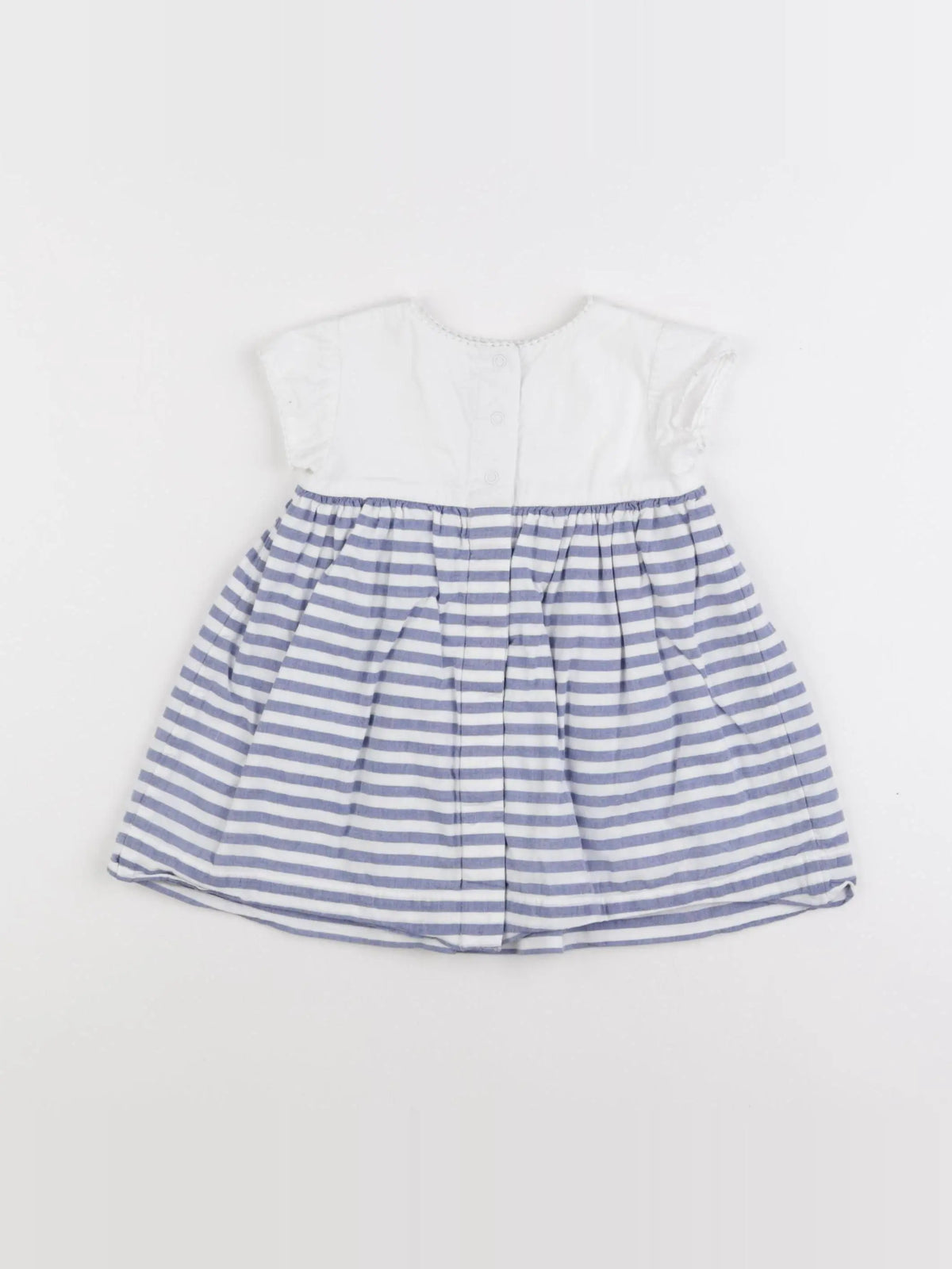 Petit Bateau - robe blanc, bleu - 6 mois
