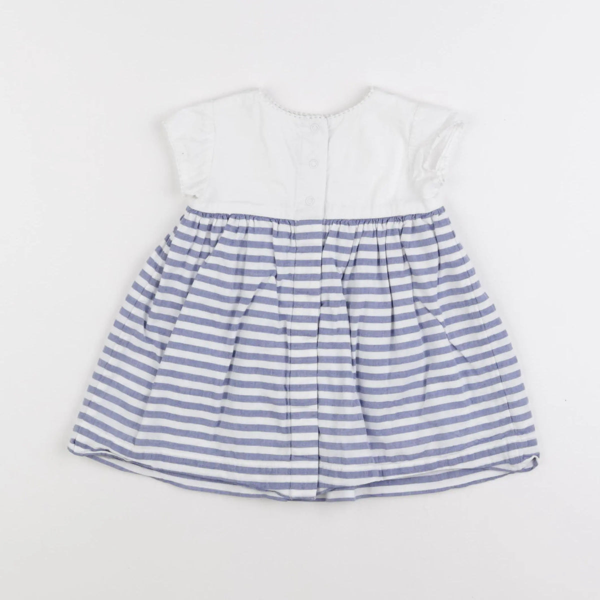 Petit Bateau - robe blanc, bleu - 6 mois