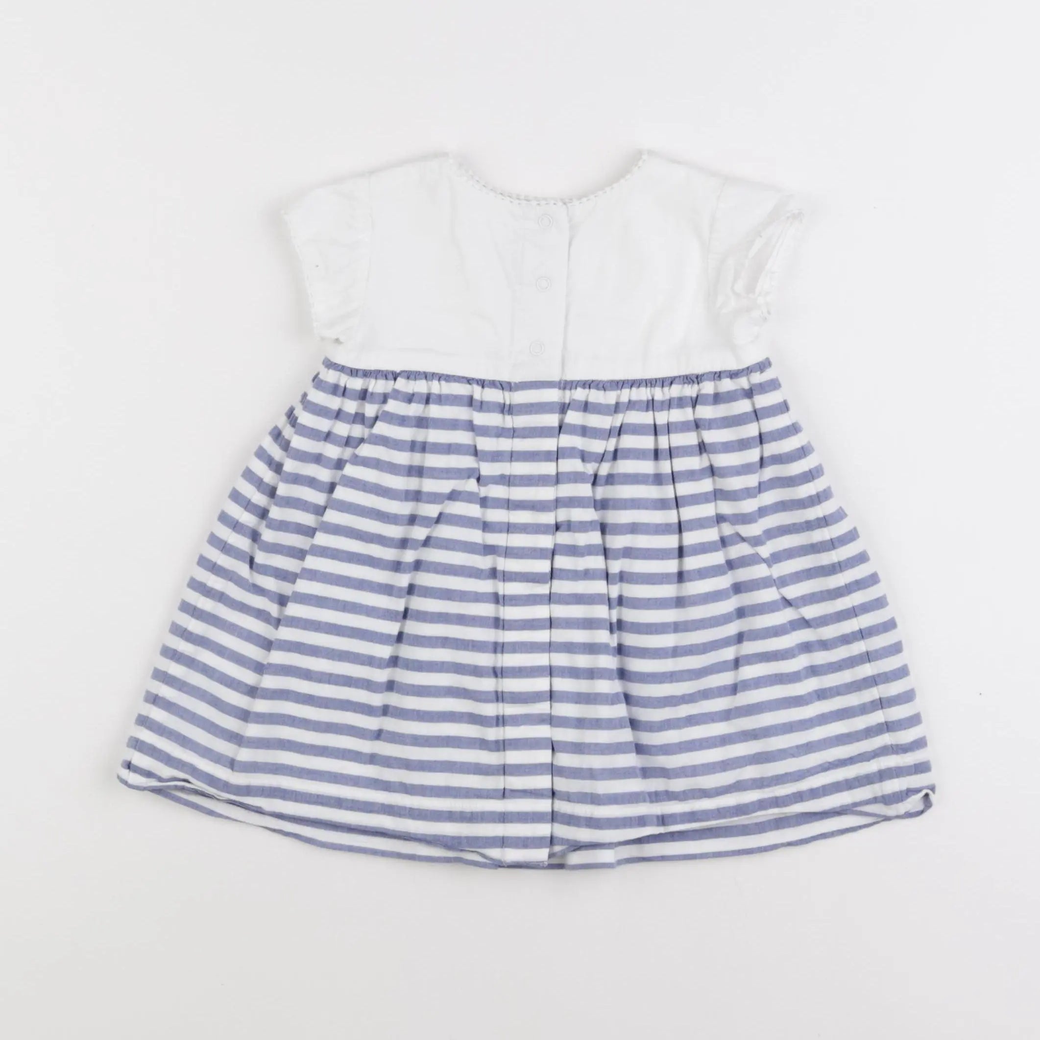 Petit Bateau - robe blanc, bleu - 6 mois