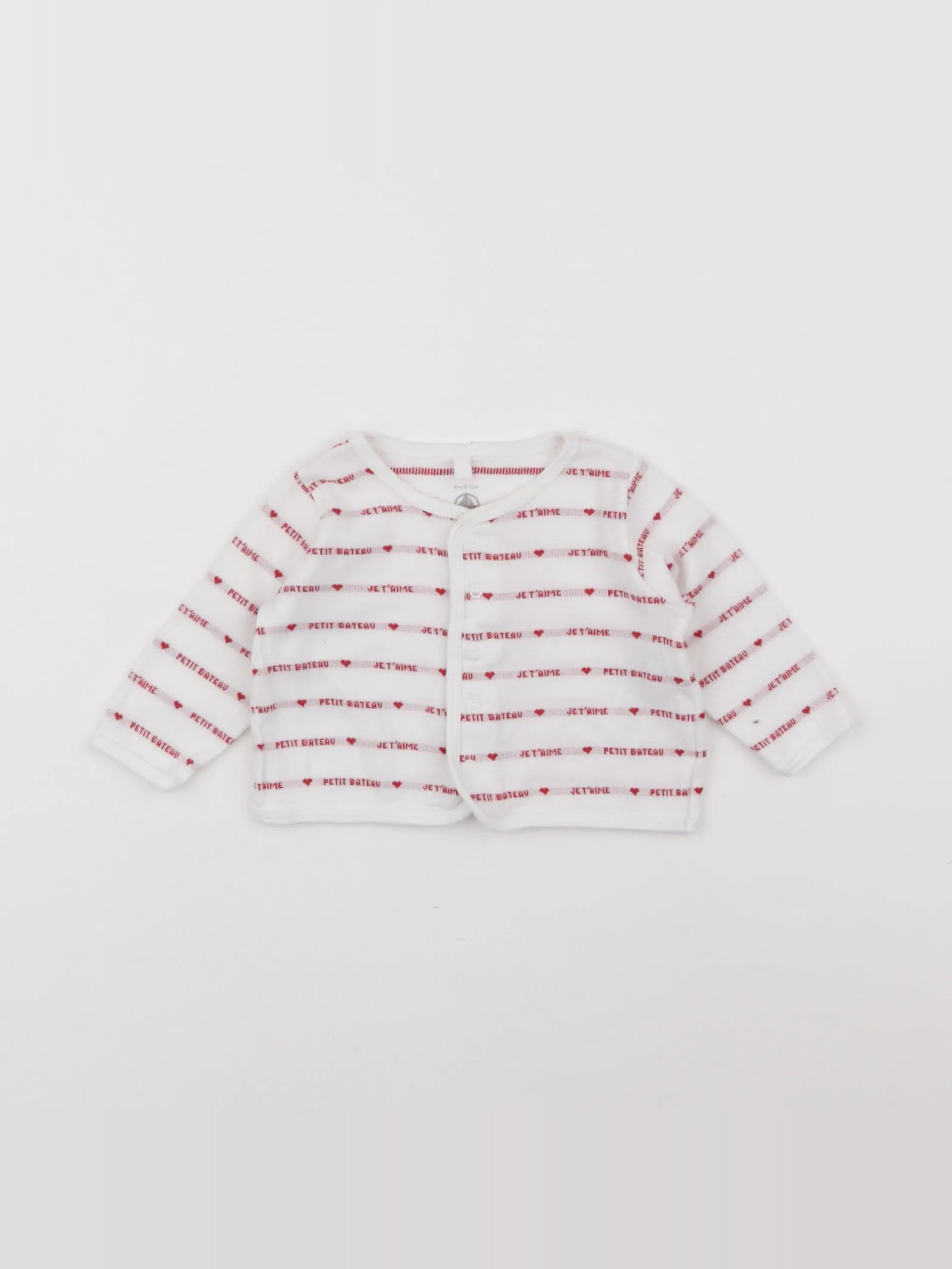 Petit Bateau - tee-shirt blanc, rouge - 6 mois