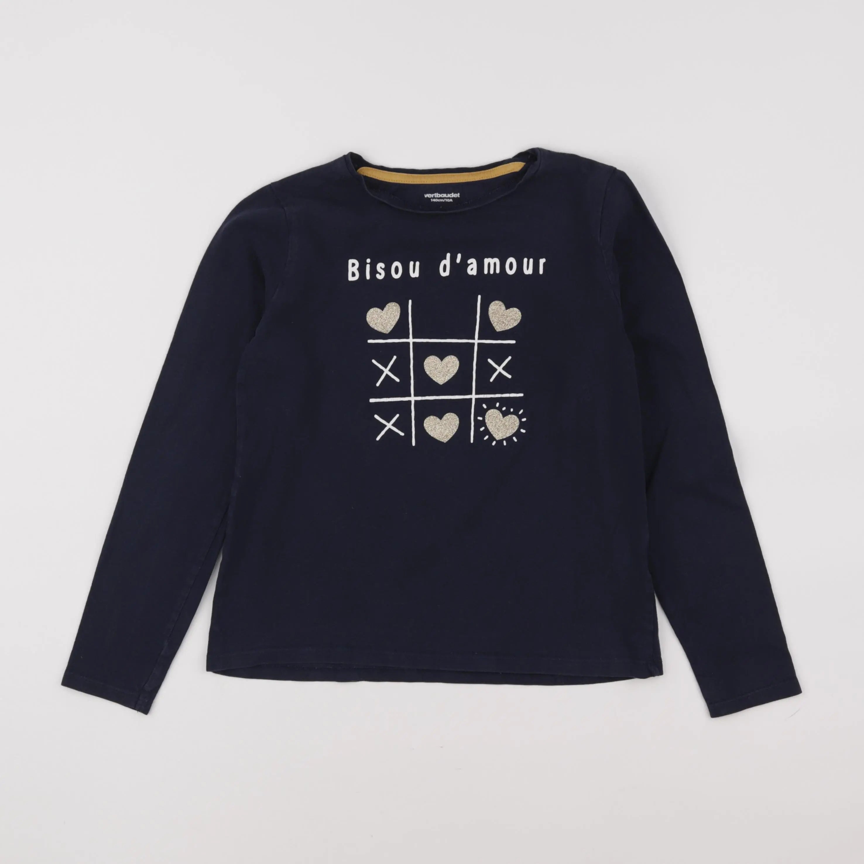 Vertbaudet - tee-shirt or, bleu - 10 ans