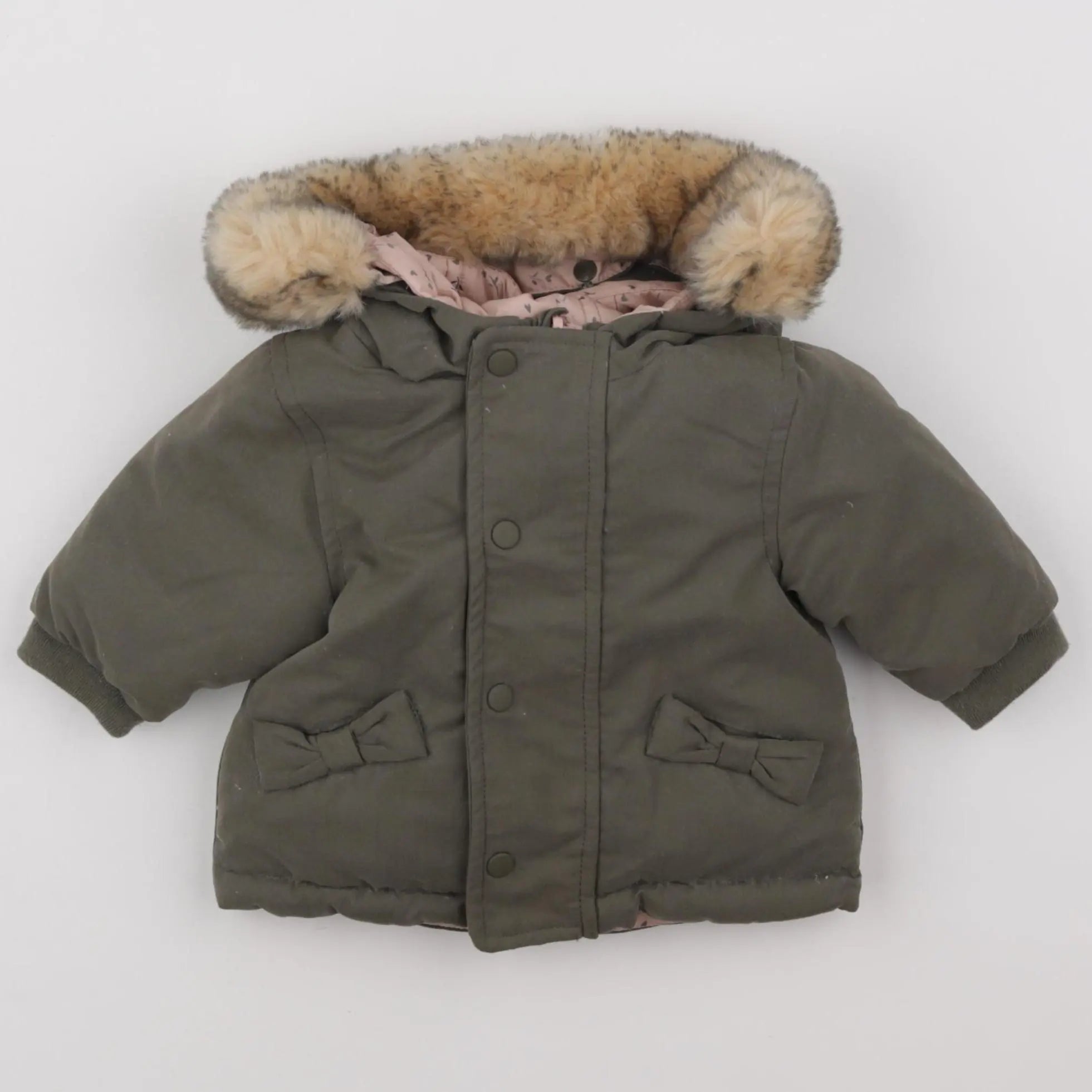 Vertbaudet - manteau vert, rose - 3 mois