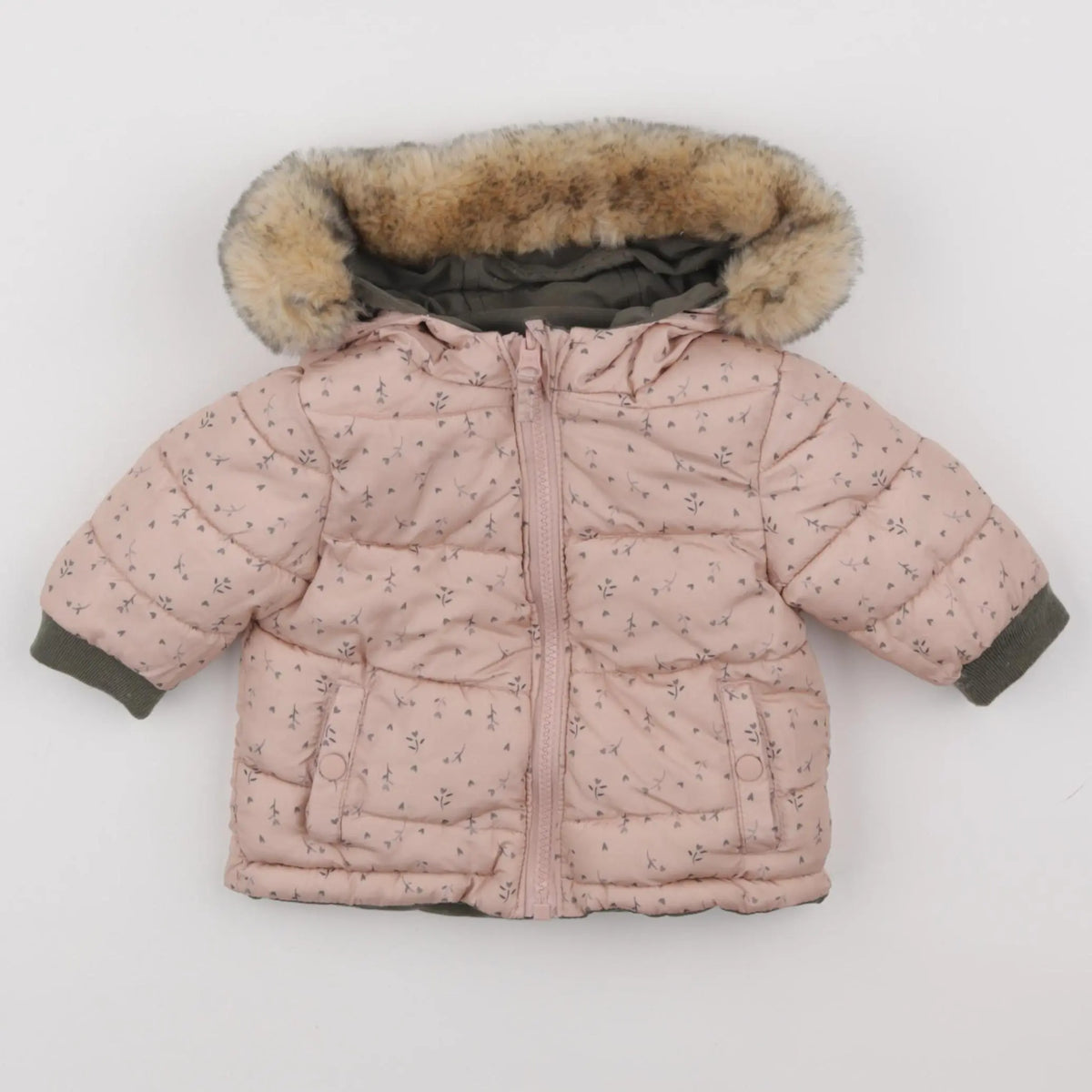 Vertbaudet - manteau vert, rose - 3 mois