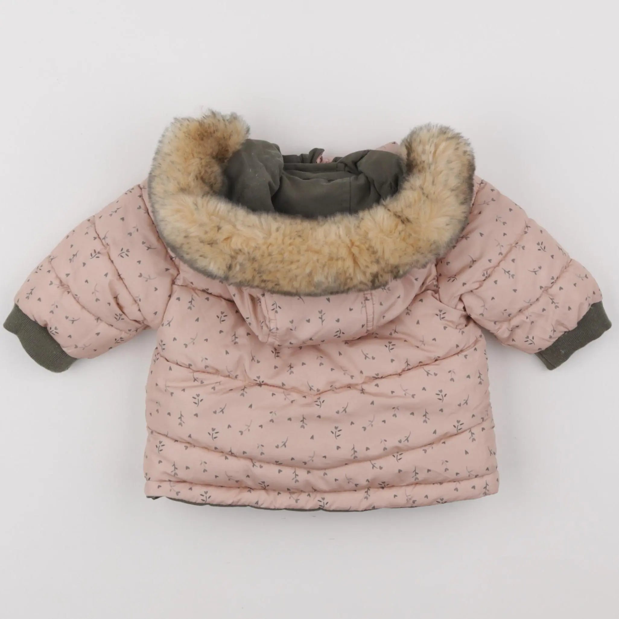 Vertbaudet - manteau vert, rose - 3 mois