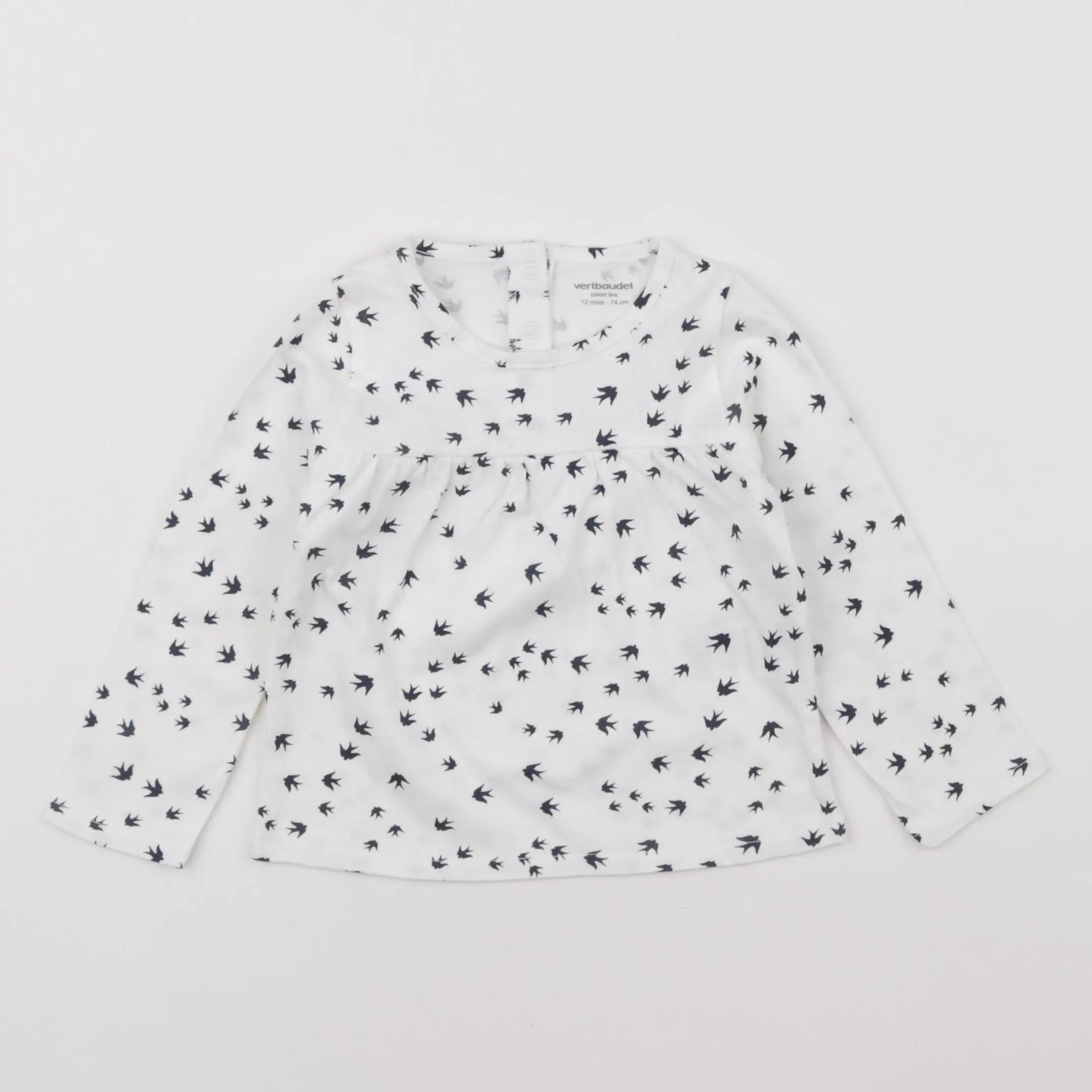 Vertbaudet - tee-shirt bleu, blanc - 12 mois