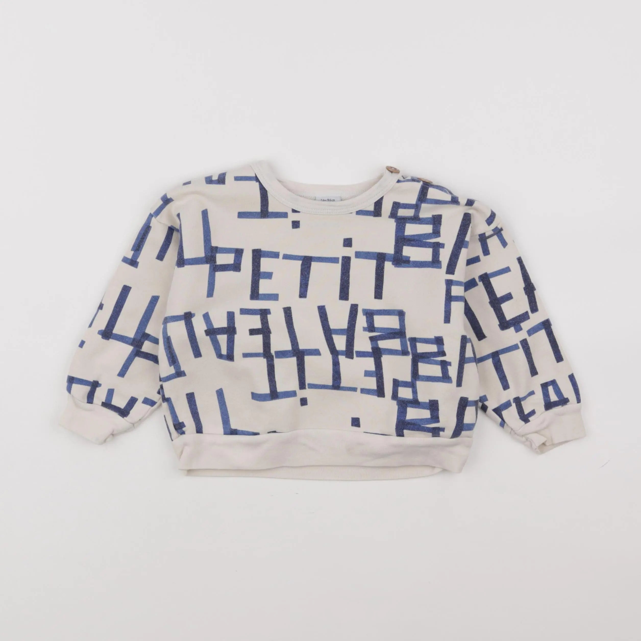 Petit Bateau - sweat beige, bleu - 24 mois